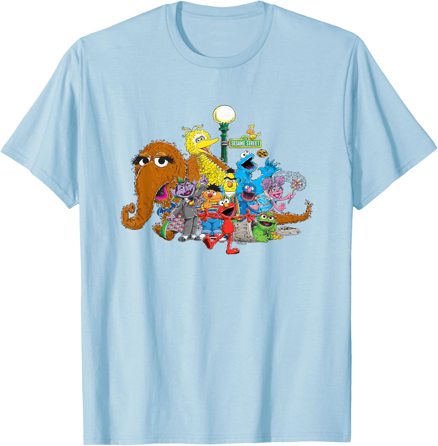 Sesame Street Group Street Light T-Shirt for Kids and Adults Fun Wear - 3