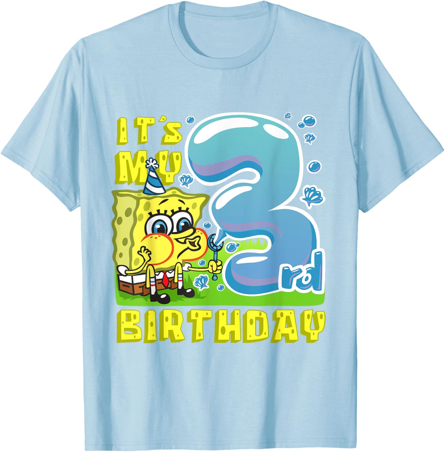 Mademark SpongeBob Third Birthday T-Shirt for Boys and Girls - 3