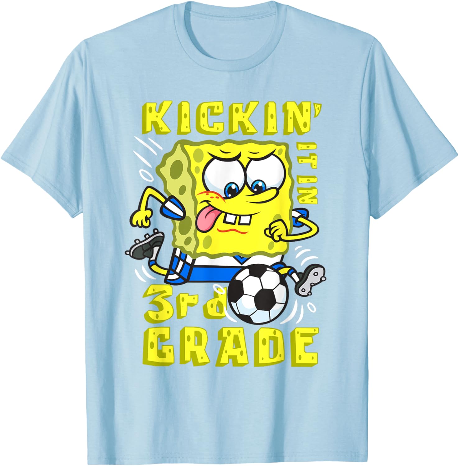 SpongeBob Kickin It in 3rd Grade Soccer T-Shirt - Fun Gift for Kids - 2