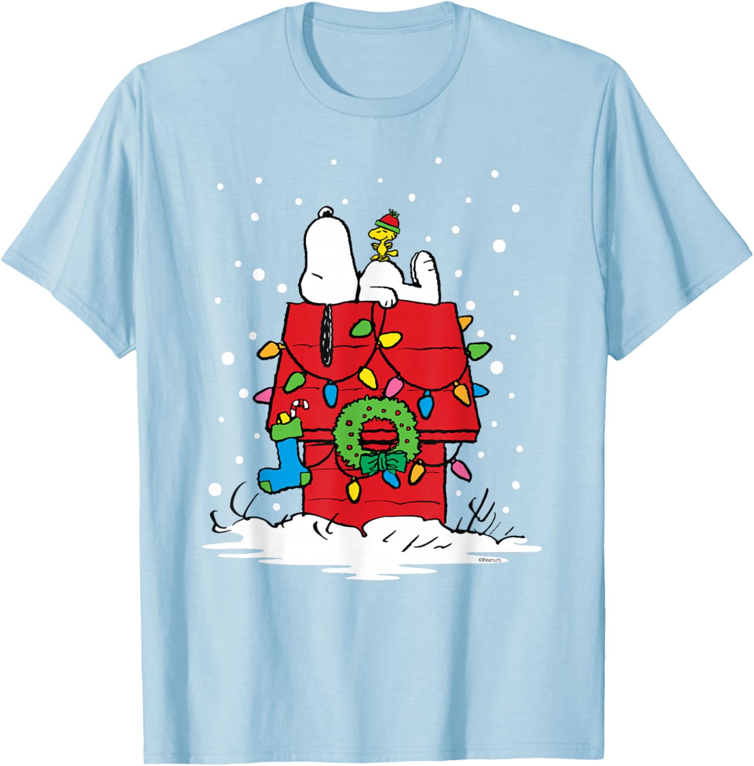Peanuts Snoopy Woodstock Holiday Stocking T-Shirt for Festive Fun - 9