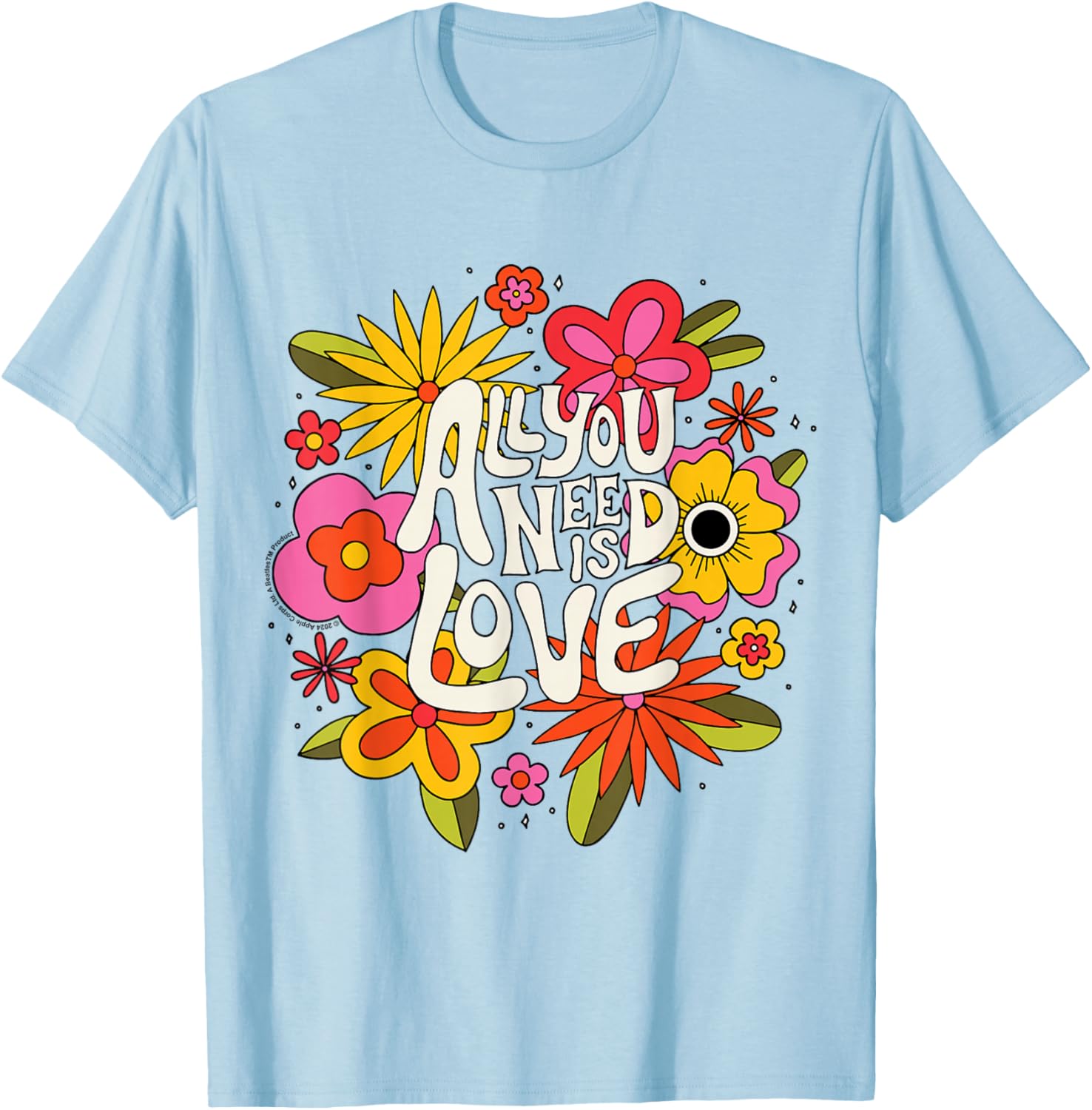 The Beatles All You Need Is Love Retro Floral T-Shirt for Music Lovers - 3