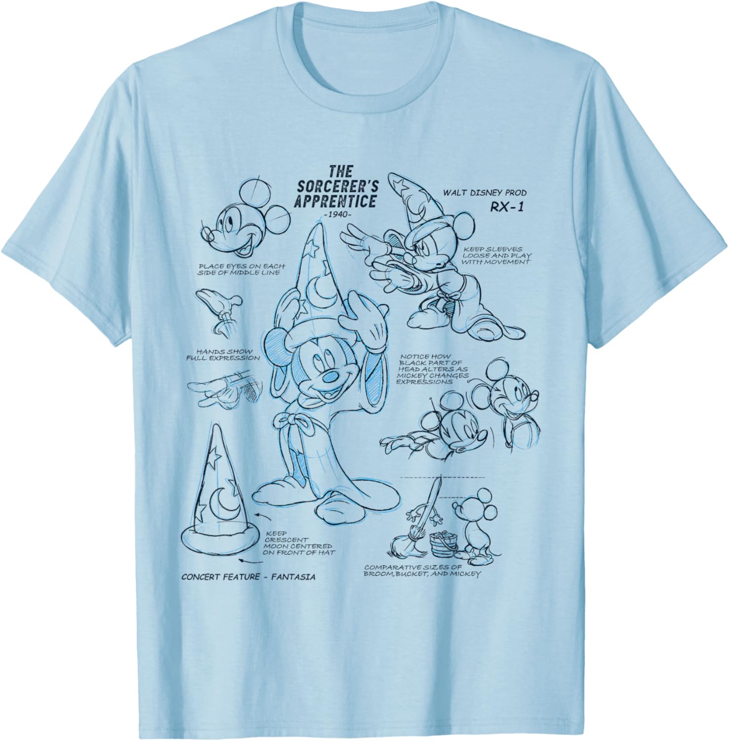 Disney Sorcerer Mickey Mouse 1940 Ink and Paint T-Shirt for Fans - 6