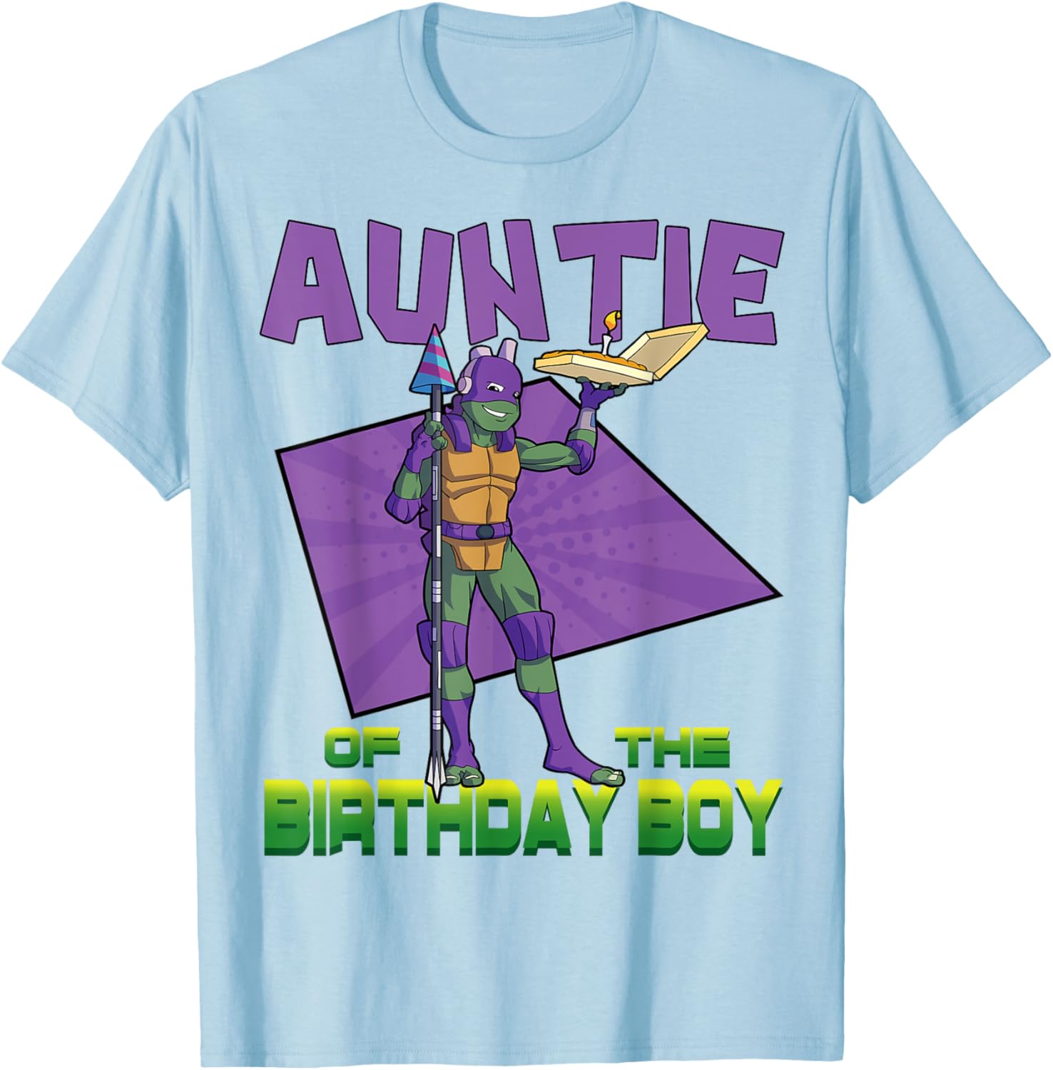Mademark TMNT Donnie Auntie Birthday Pizza Party T-Shirt for Kids - 12
