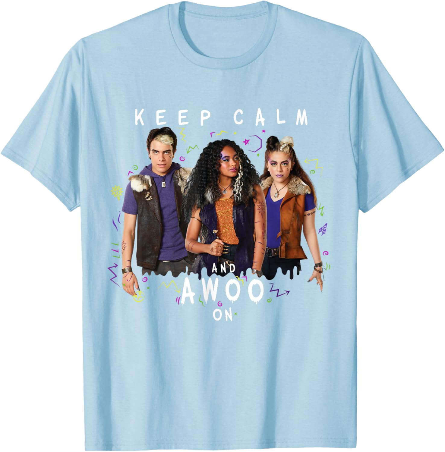 Disney Channel Zombies 2 Keep Calm and Awoo On Fun T-Shirt for Fans - 3