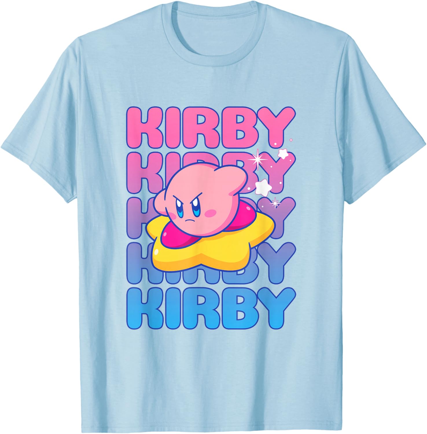 Kirby Nintendo Big Bubble Text Stack T-Shirt for Gamers and Fans - 16
