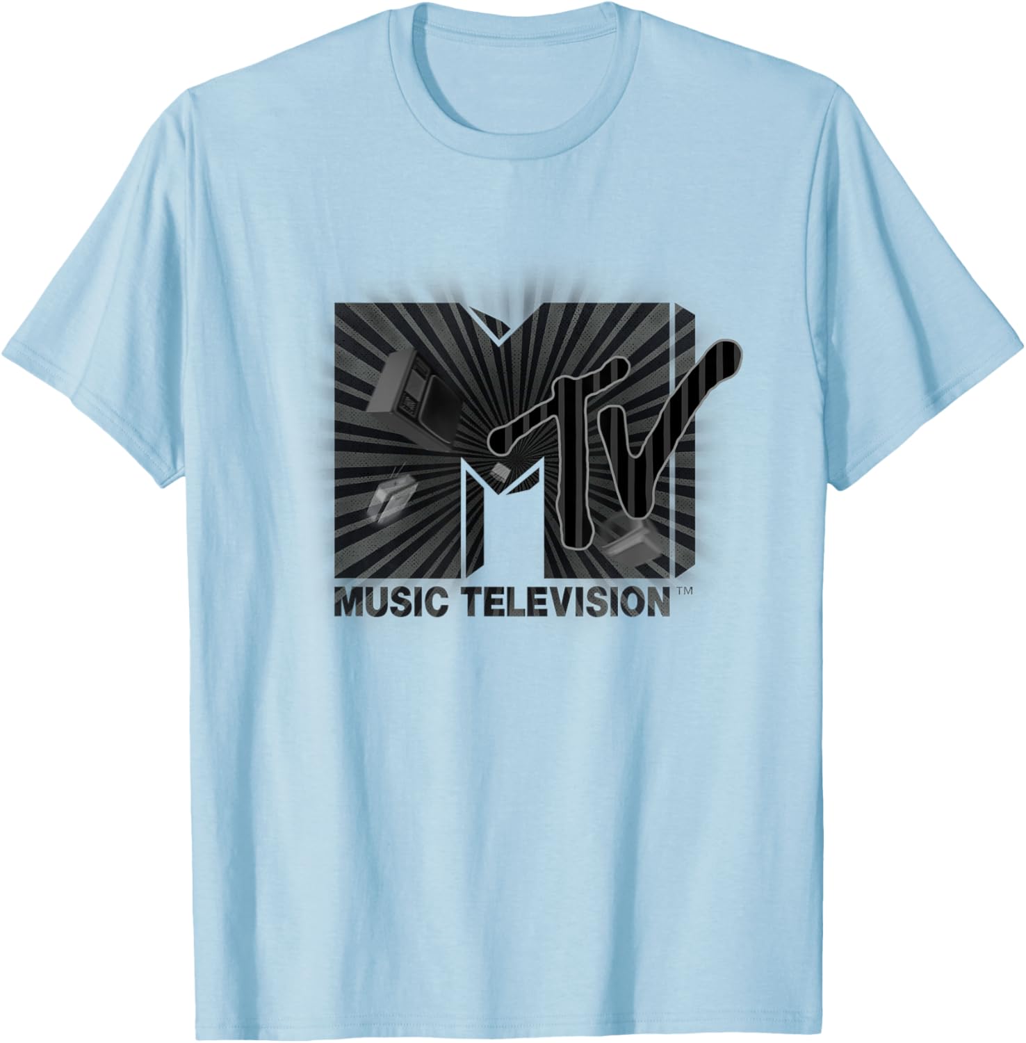 Mademark x MTV Vintage Logo T-Shirt with Old TV and Ham Radio Design - 10