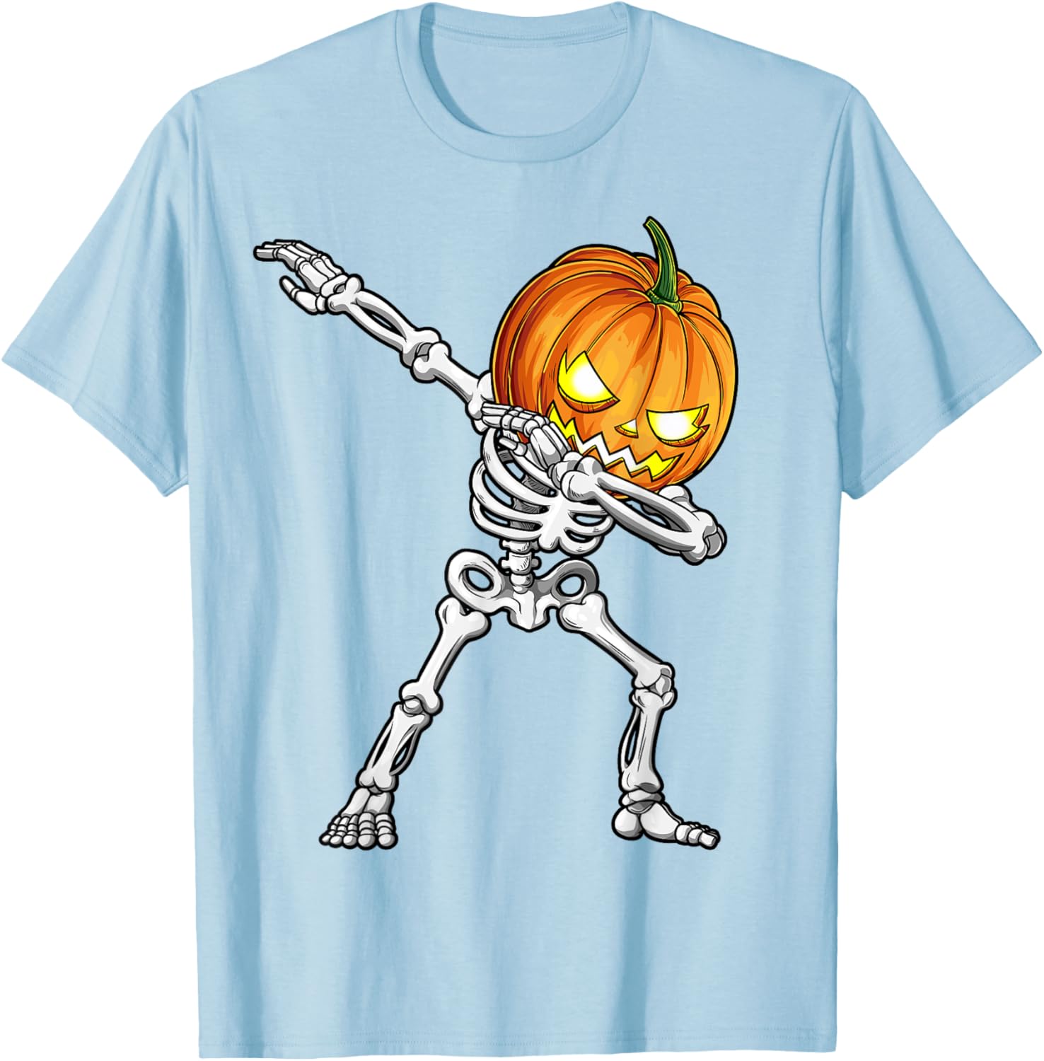 Halloween Boys Dabbing Skeleton Pumpkin Jack O Lantern T-Shirt - 1