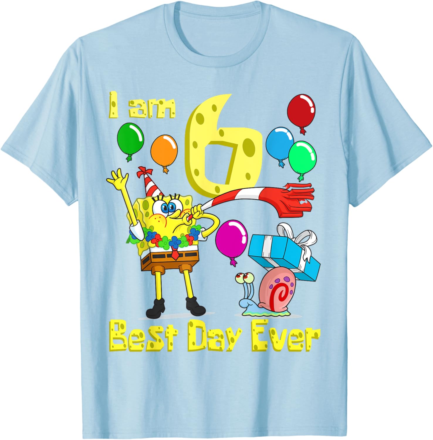SpongeBob SquarePants Birthday T-Shirt for 6 Year Olds Fun Party Wear - 10