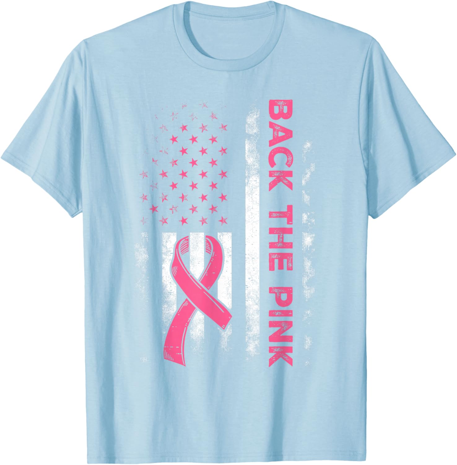 Back The Pink US Flag Breast Cancer Awareness T-Shirt for All Ages - 9