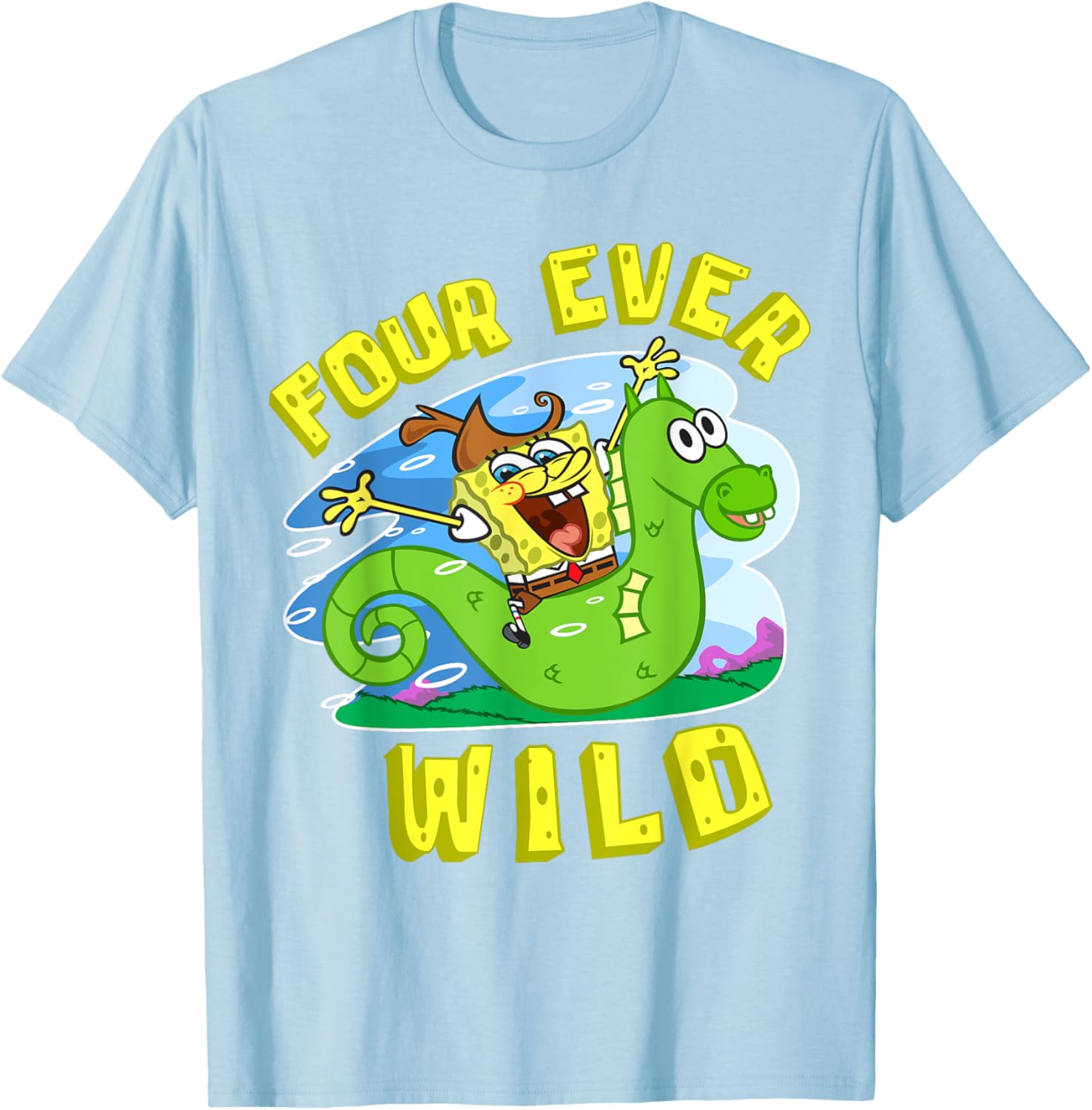 Mademark SpongeBob 4th Birthday T-Shirt for Boys Fun and Colorful Gift - 19