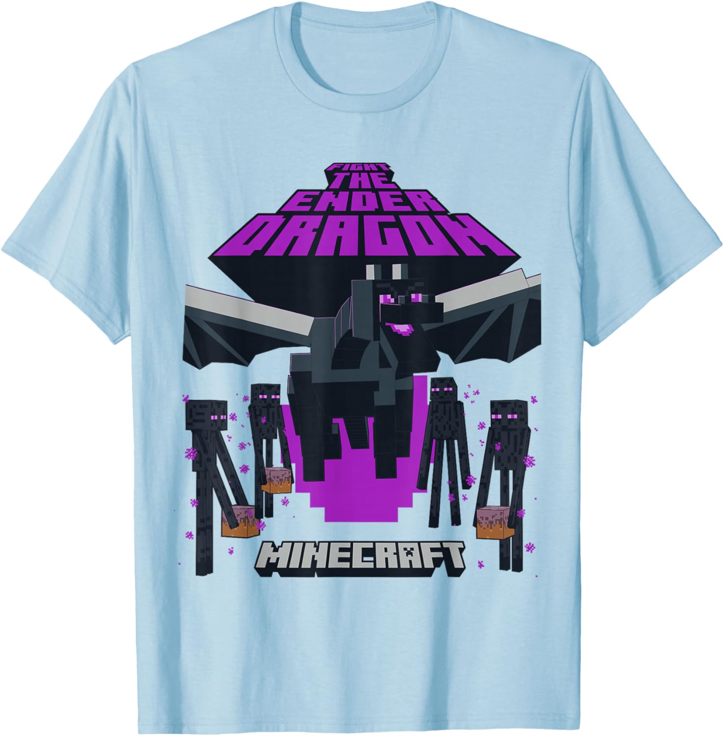 Minecraft Ender Dragon Fight T-Shirt with Endermen Design for Gamers - 2