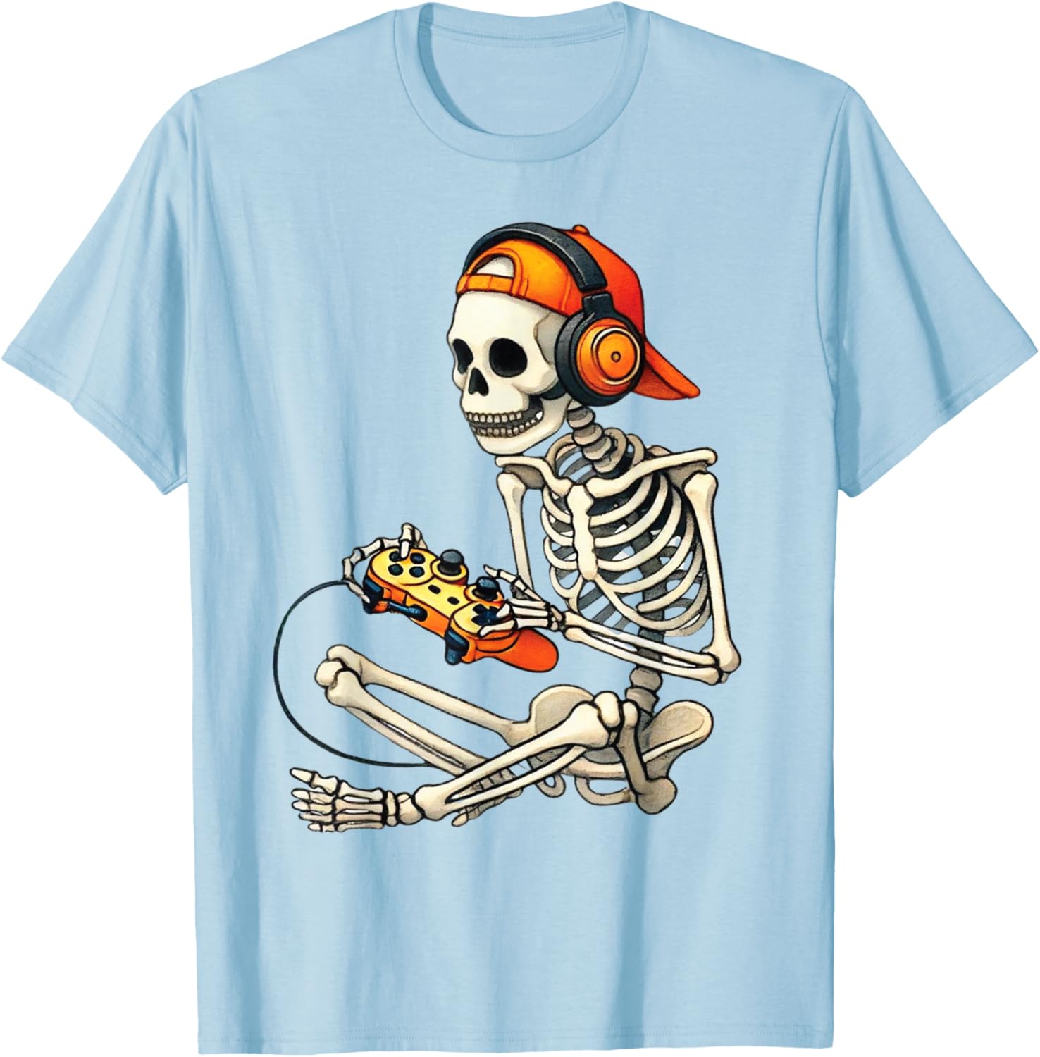 Cool Halloween Skeleton Gamer Tee for Boys and Men - Fun Graphic T-Shirt - 10