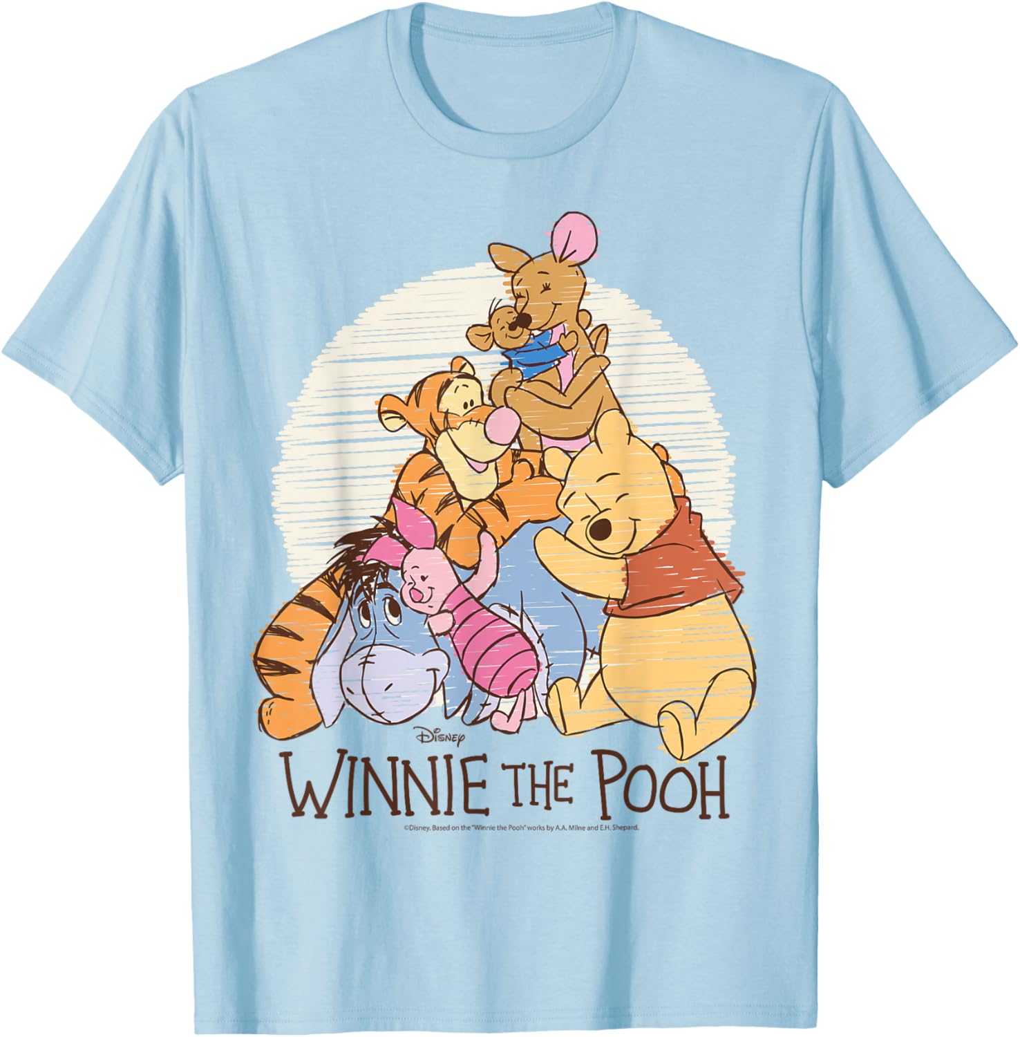 Winnie The Pooh Characters Hug T-Shirt for Kids and Adults Fun Wear - 6