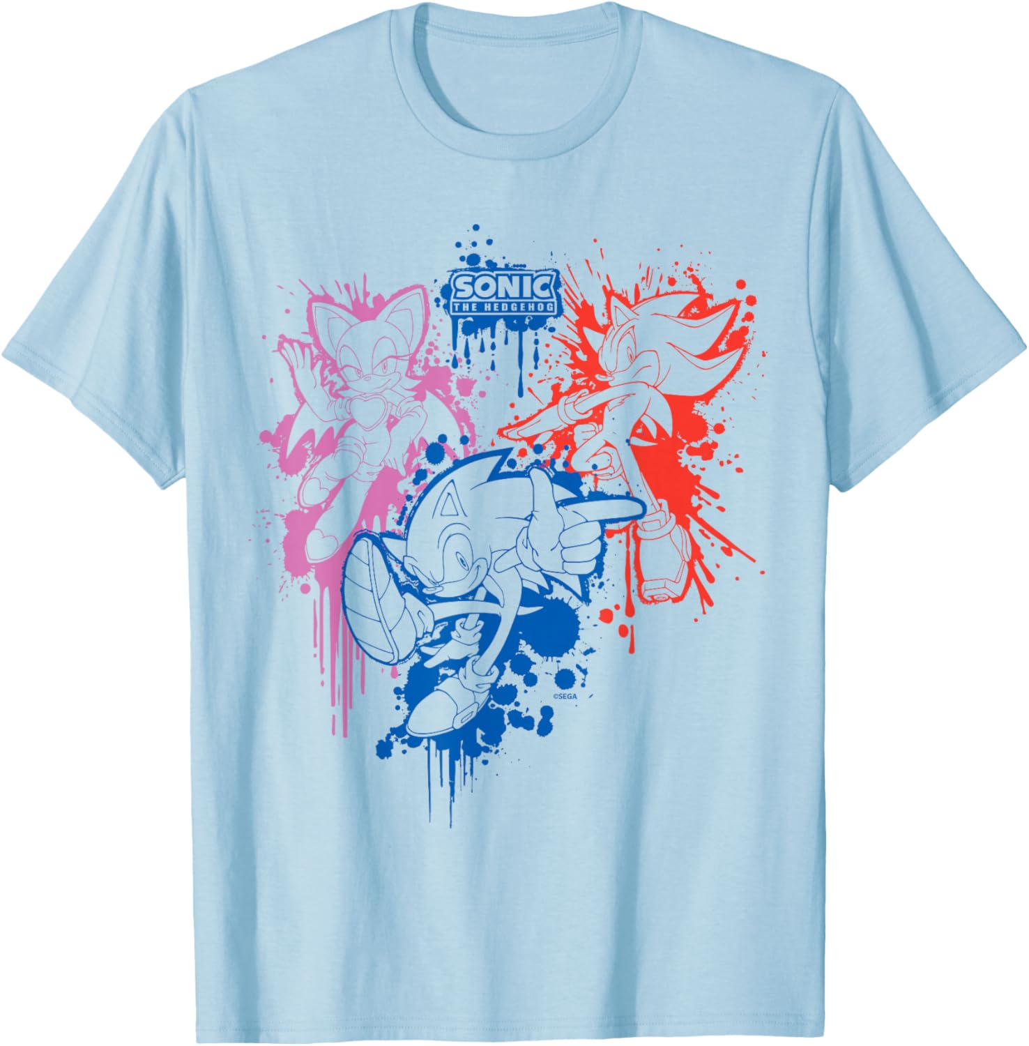 Sonic the Hedgehog Spray Paint T-Shirt Featuring Rouge Sonic and Shadow - 4