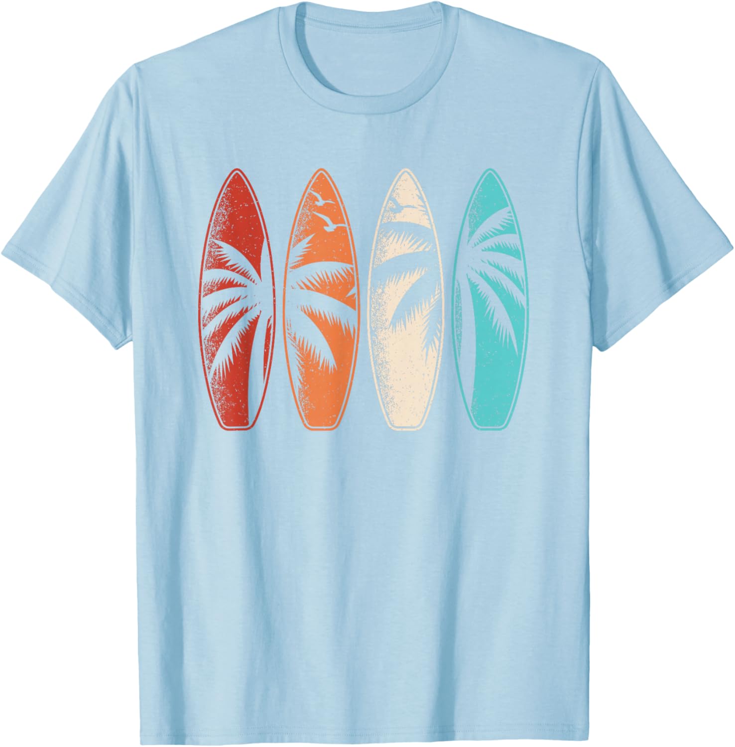 Tropical Hawaii Surfing Palm Tree Retro Surfboard T-Shirt Design - 20