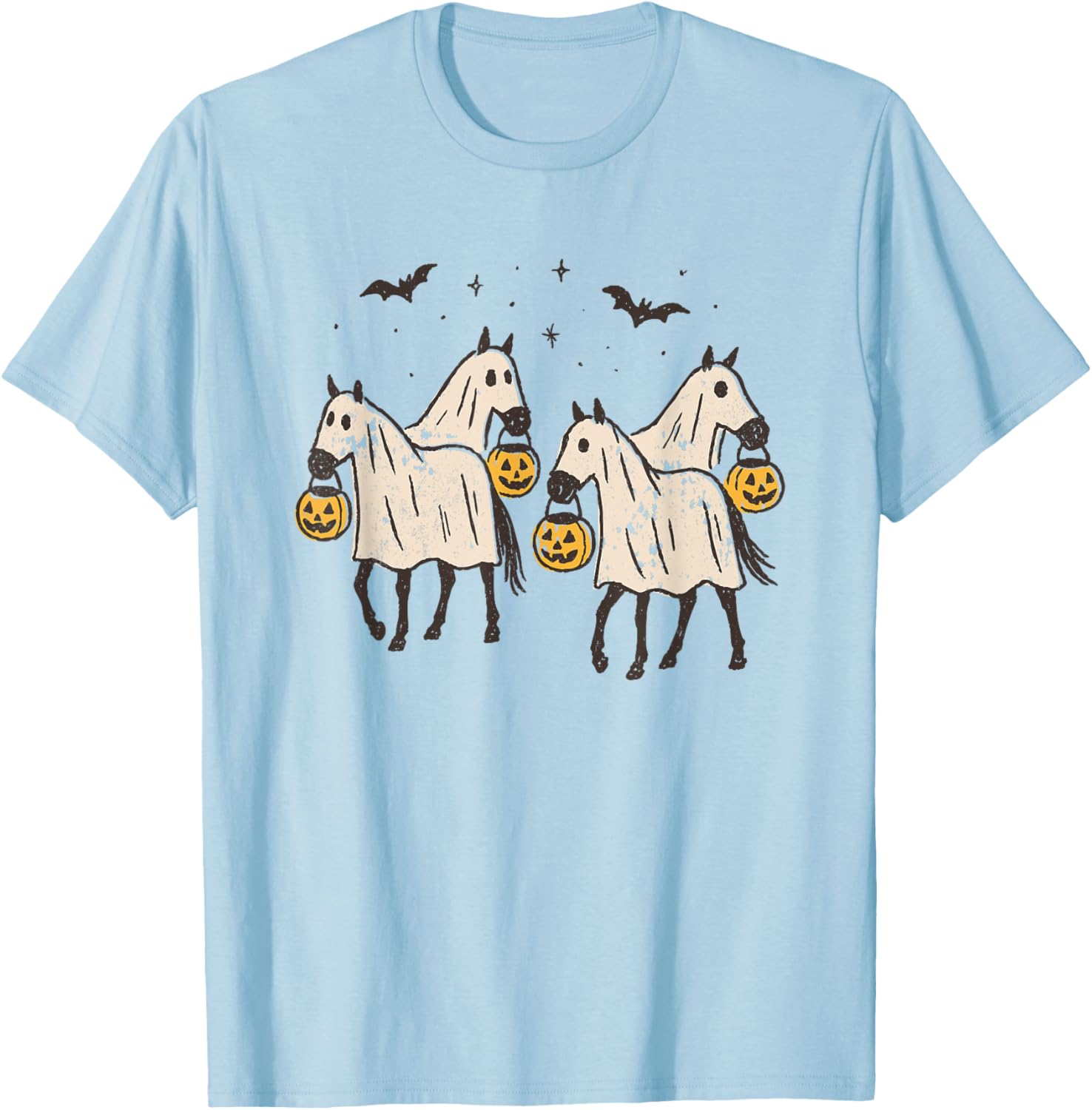 Cute Ghost Horses Halloween Trick or Treat T-Shirt for Kids and Adults - 17