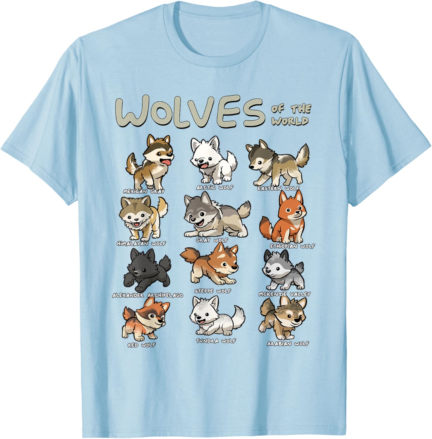 Charming Chibi Wolf T-Shirt for Animal Lovers - Cute Wolves Design - 23