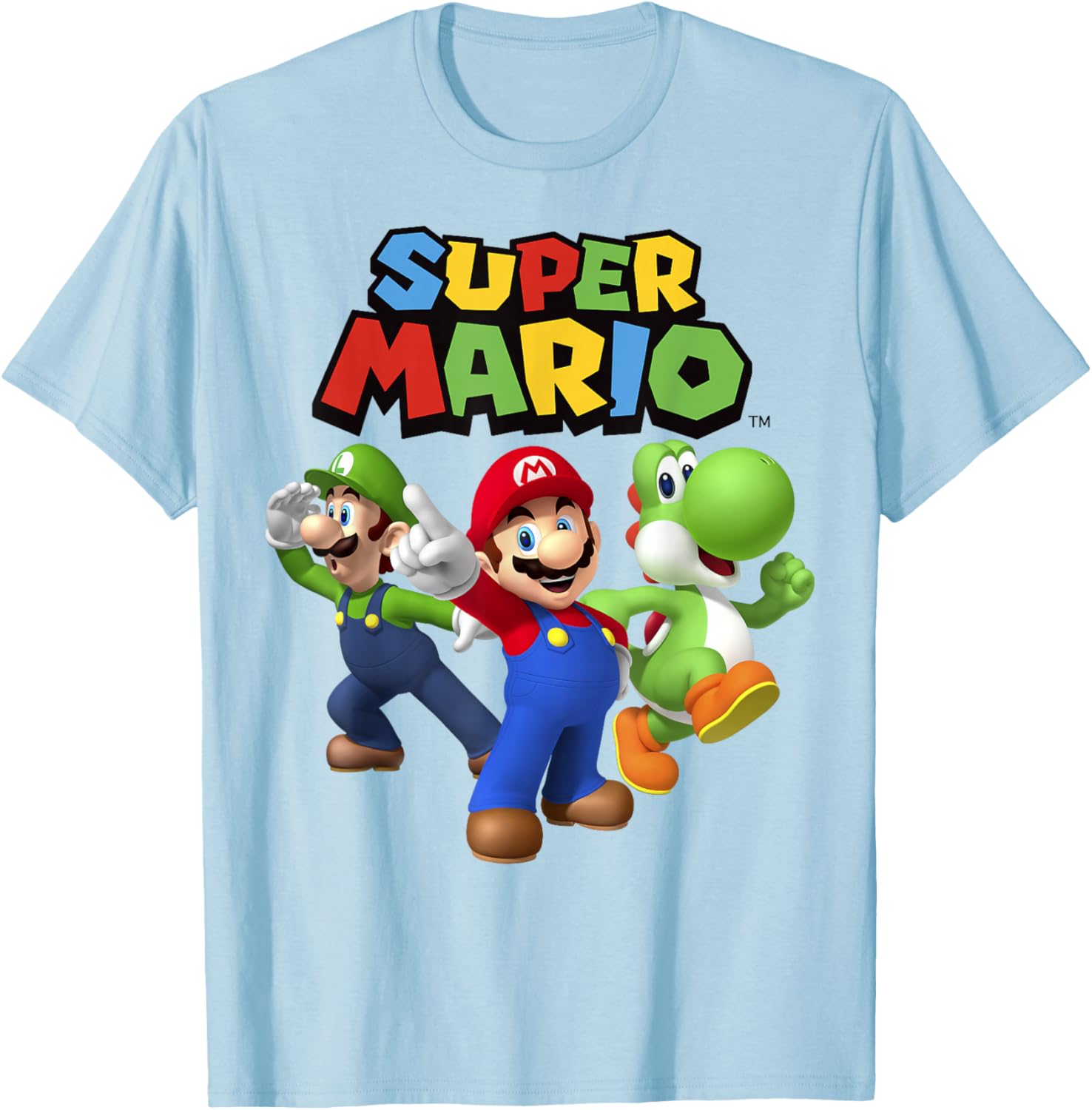 Super Mario Group Shot T-Shirt Featuring Luigi and Yoshi Fun Design - 7