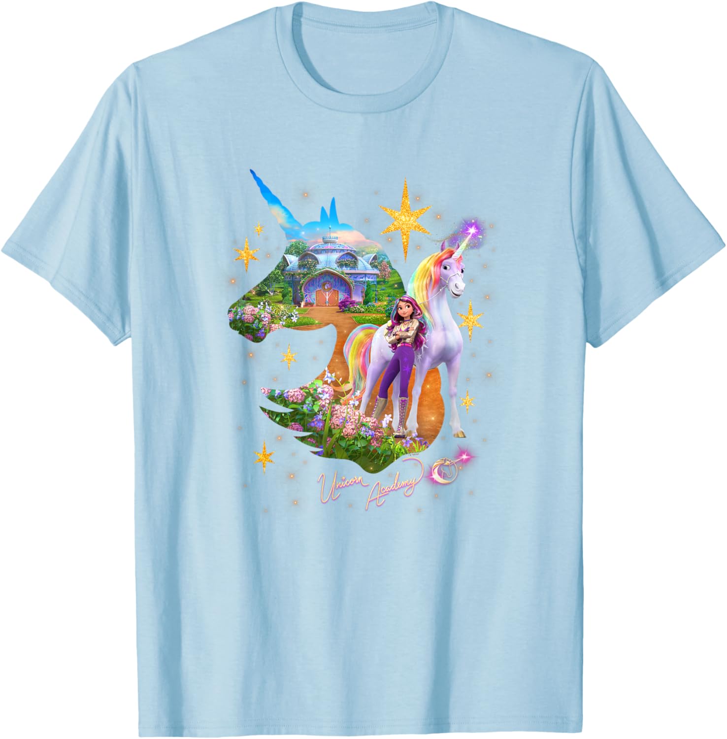Unicorn Academy Sparkle Graphic Logo T-Shirt for Kids and Teens - 3