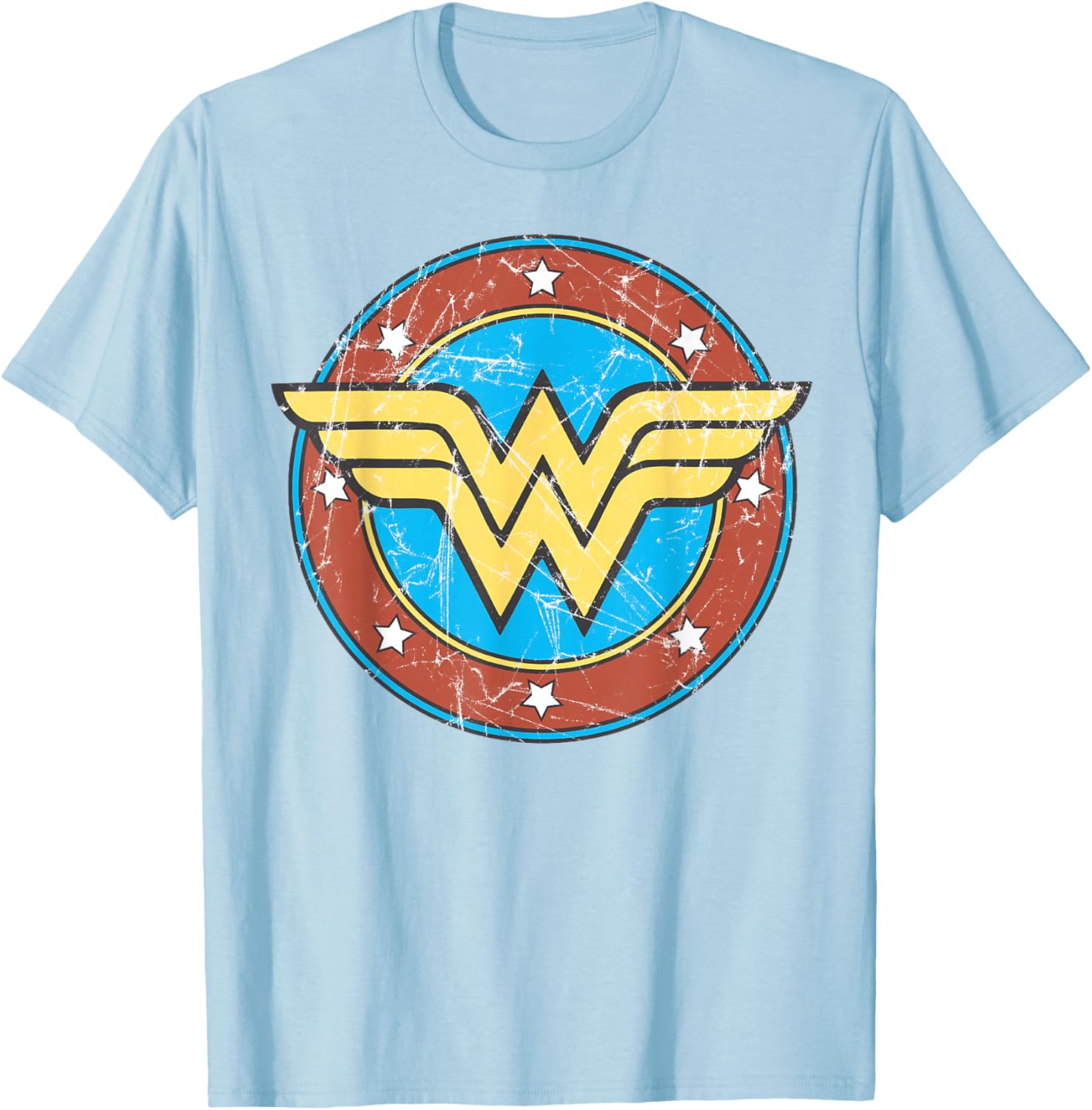 DC Wonder Woman Distressed Logo Circle T-Shirt for Superhero Fans - 11