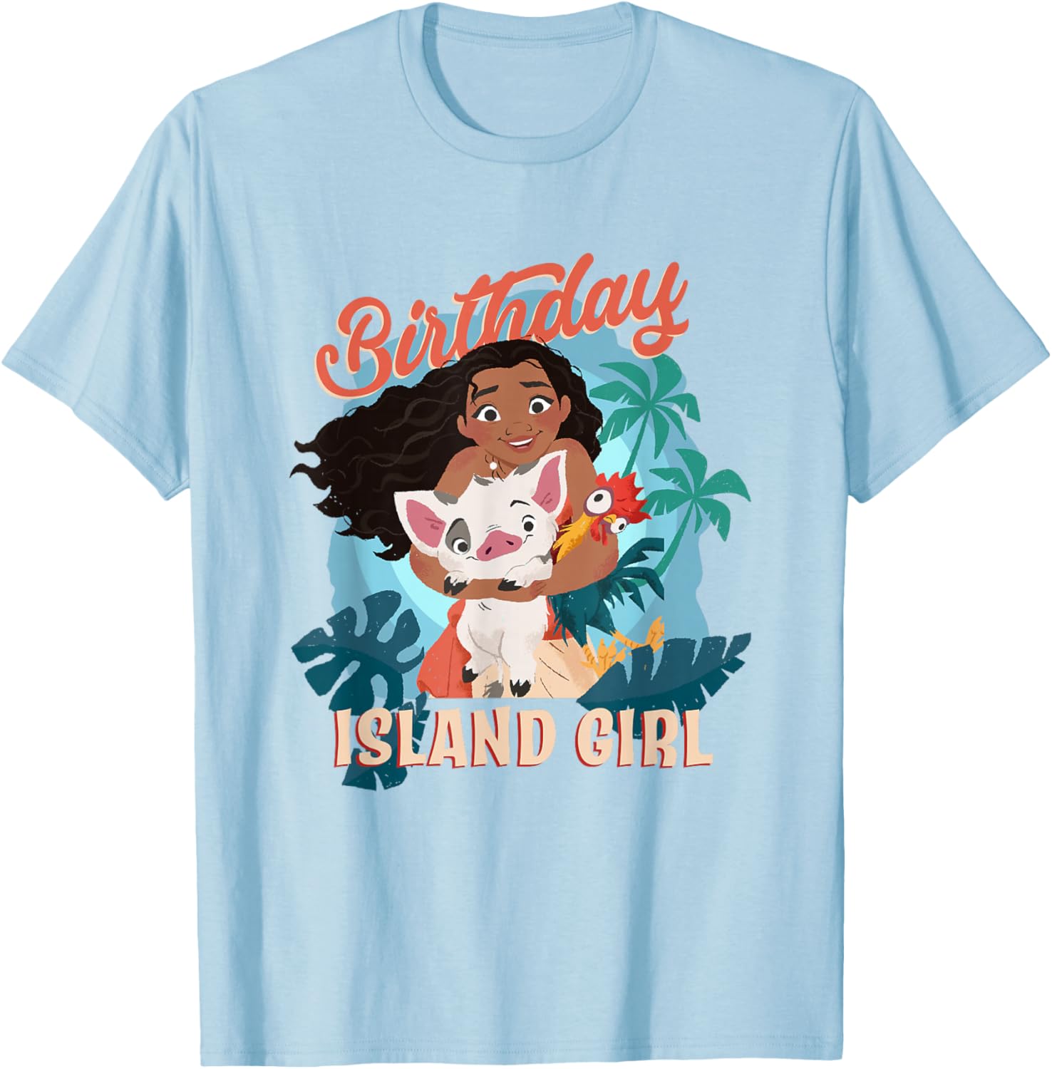 Disney Moana Island Girl T-Shirt with Pua and Hei Hei Big Logo - 1