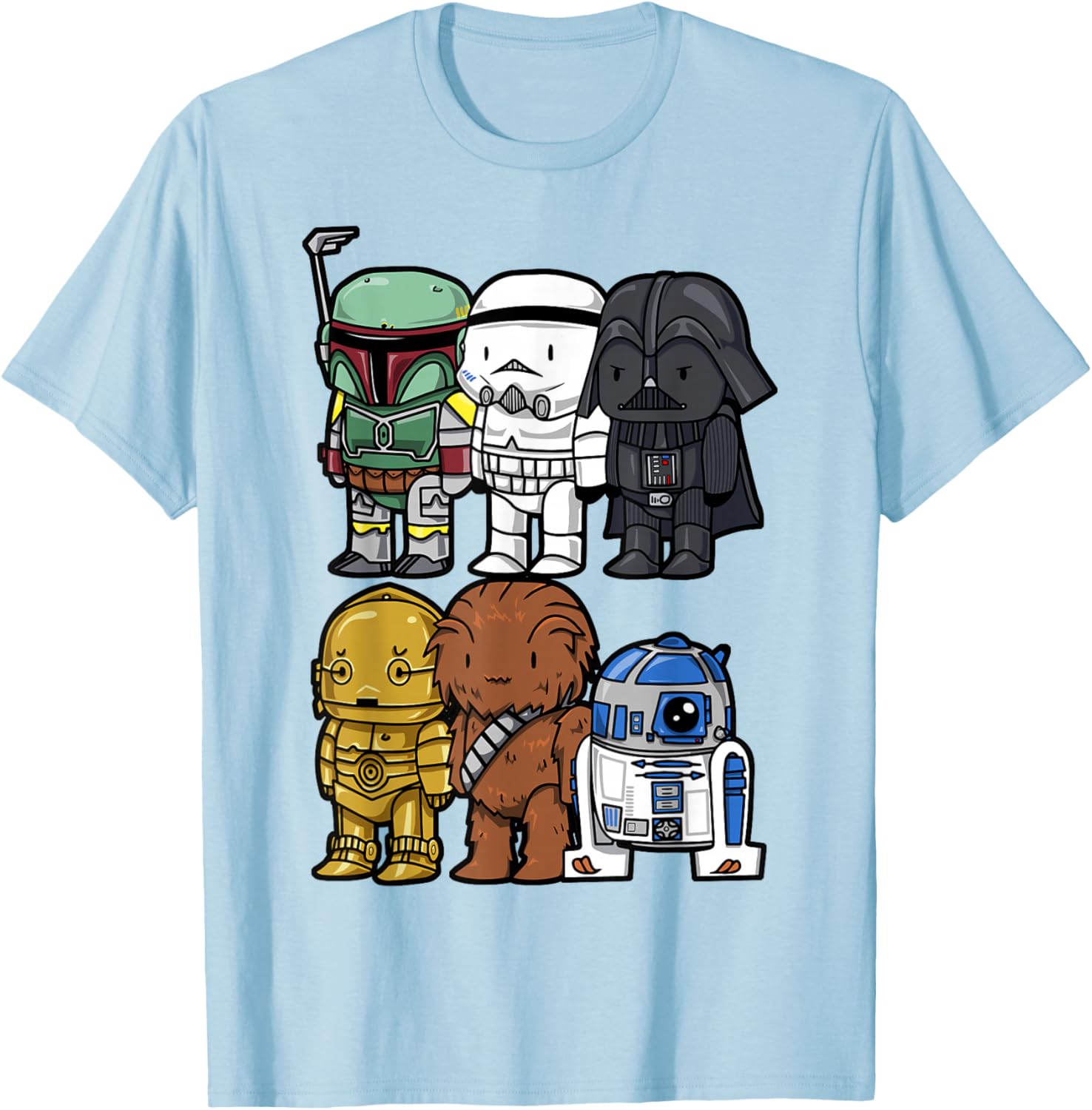 Star Wars Chibi Graphic T-Shirt featuring Boba Fett, Vader, Chewie & Trooper - 4