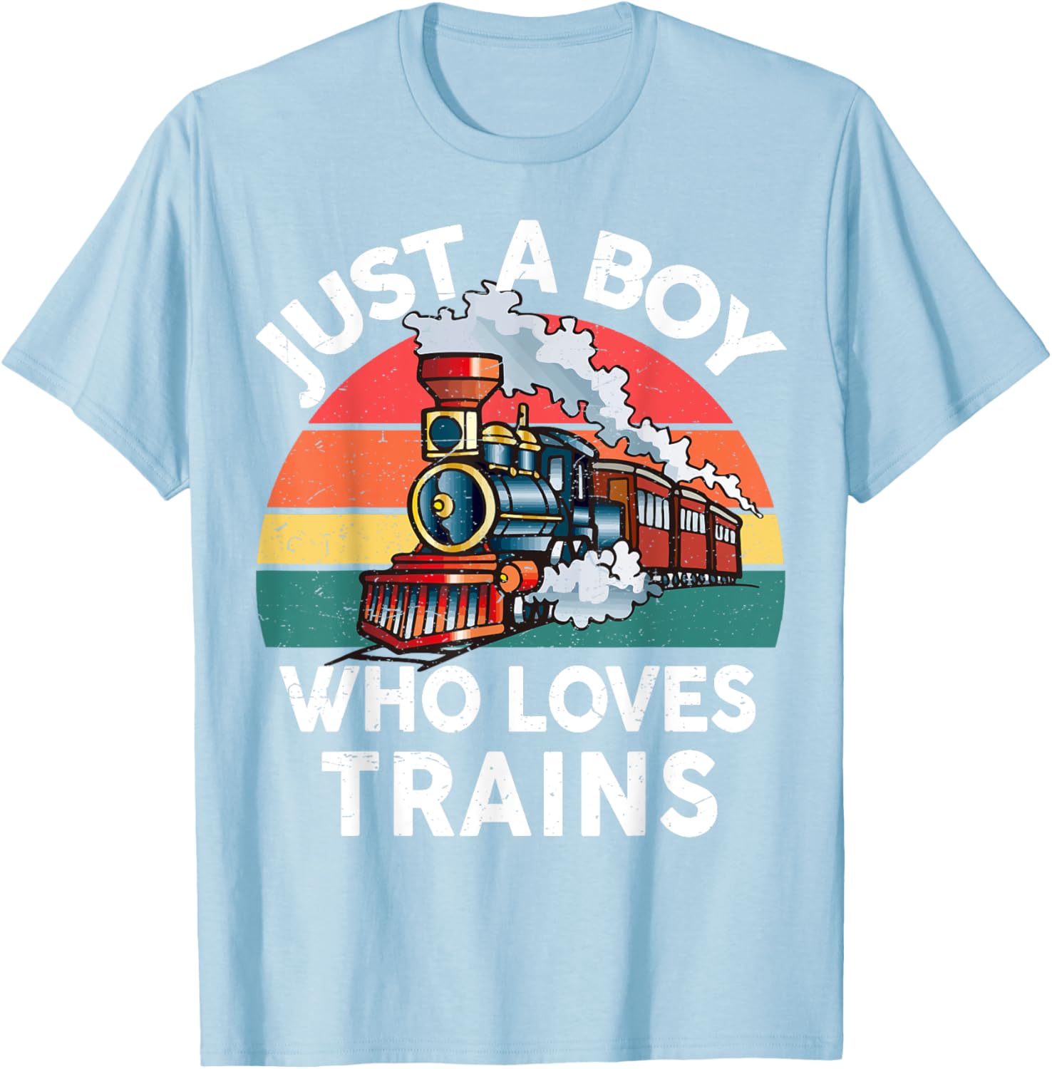 Funny Kids Train Lover T-Shirt Just A Boy Who Loves Trains Graphic Tee - 23