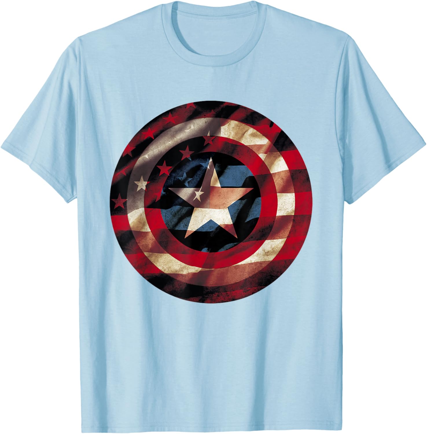 Captain America Graphic T-Shirt with Flag Fill Shield Design for Fans - 5