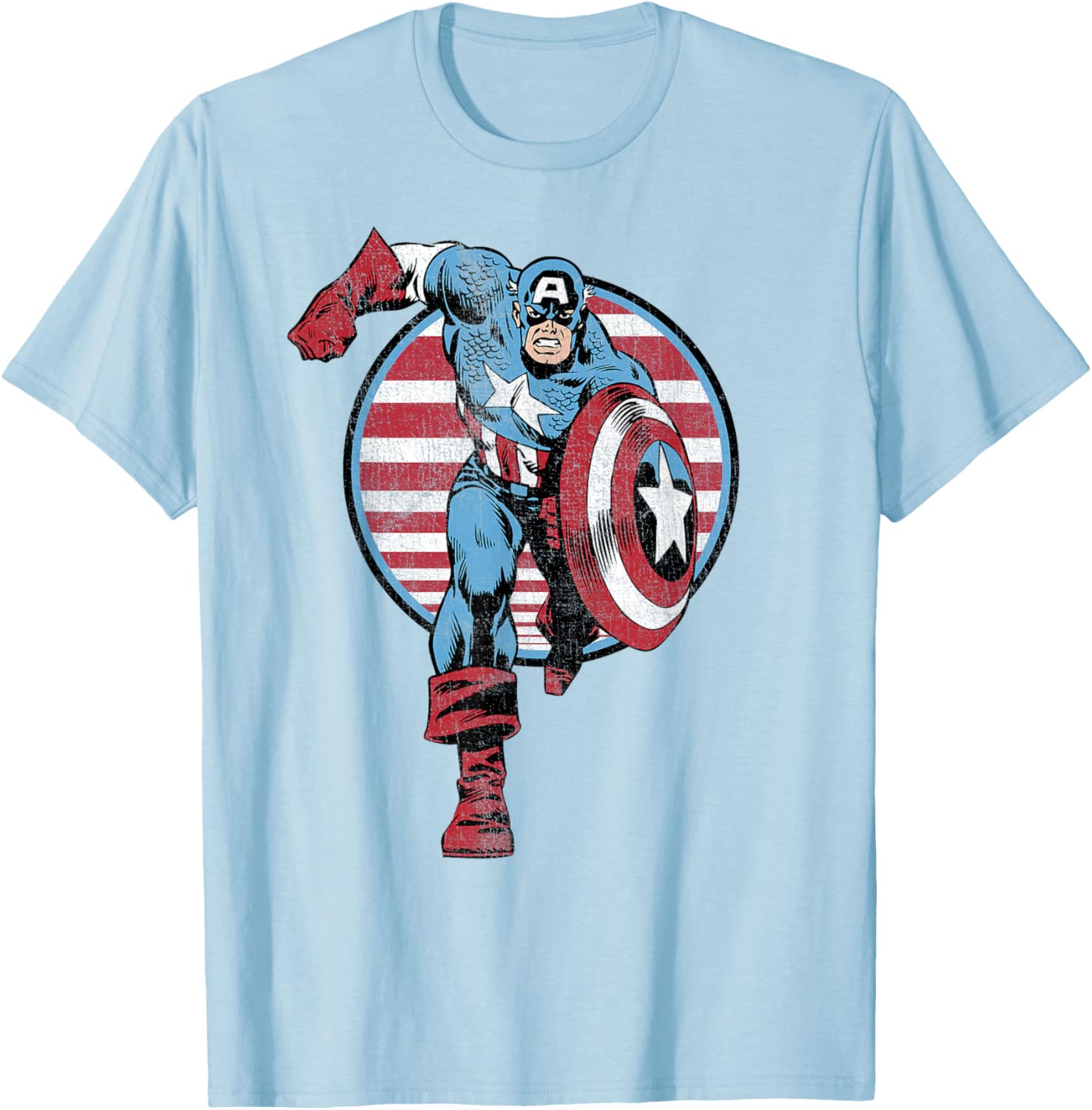Vintage Captain America Retro Comic Circle T-Shirt for Fans - 1