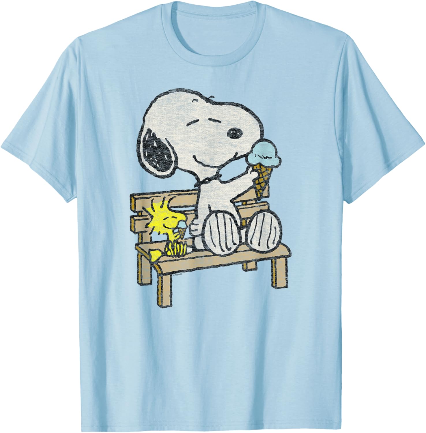 Snoopy and Woodstock Bench T-Shirt - Adorable Peanuts Apparel for Fans - 2