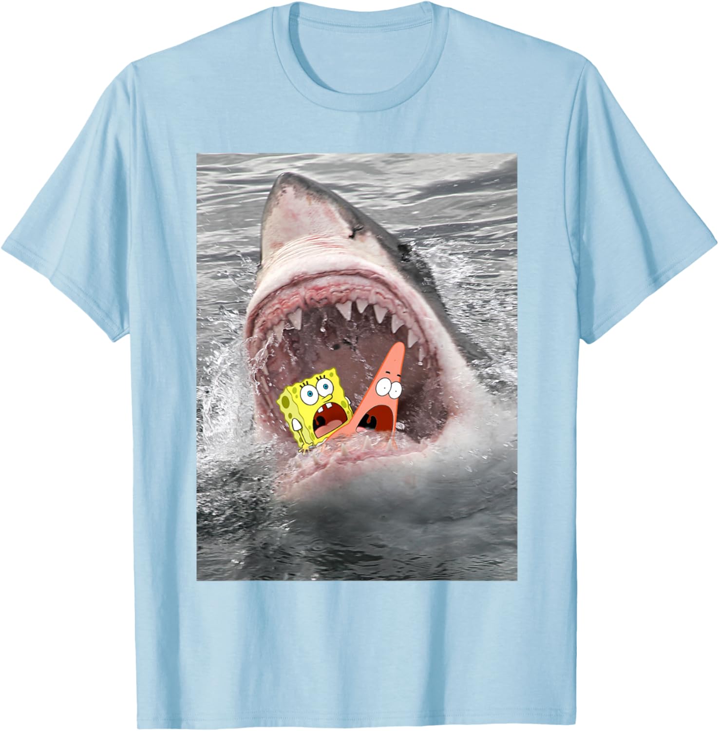Spongebob SquarePants Shark Attack Funny T-Shirt for Cartoon Fans - 5