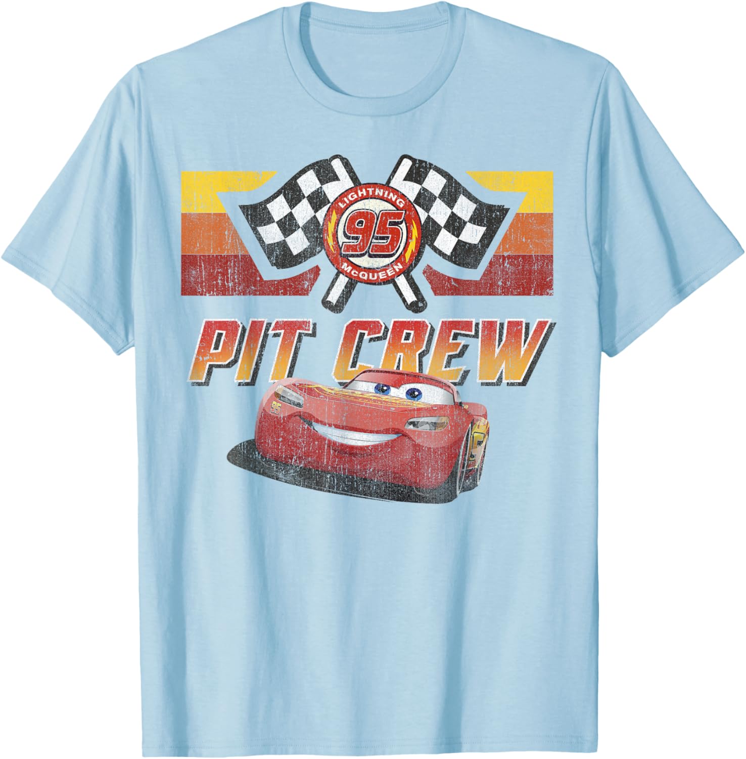 Disney Pixar Cars McQueen Red Distressed T-Shirt for Kids and Adults - 9