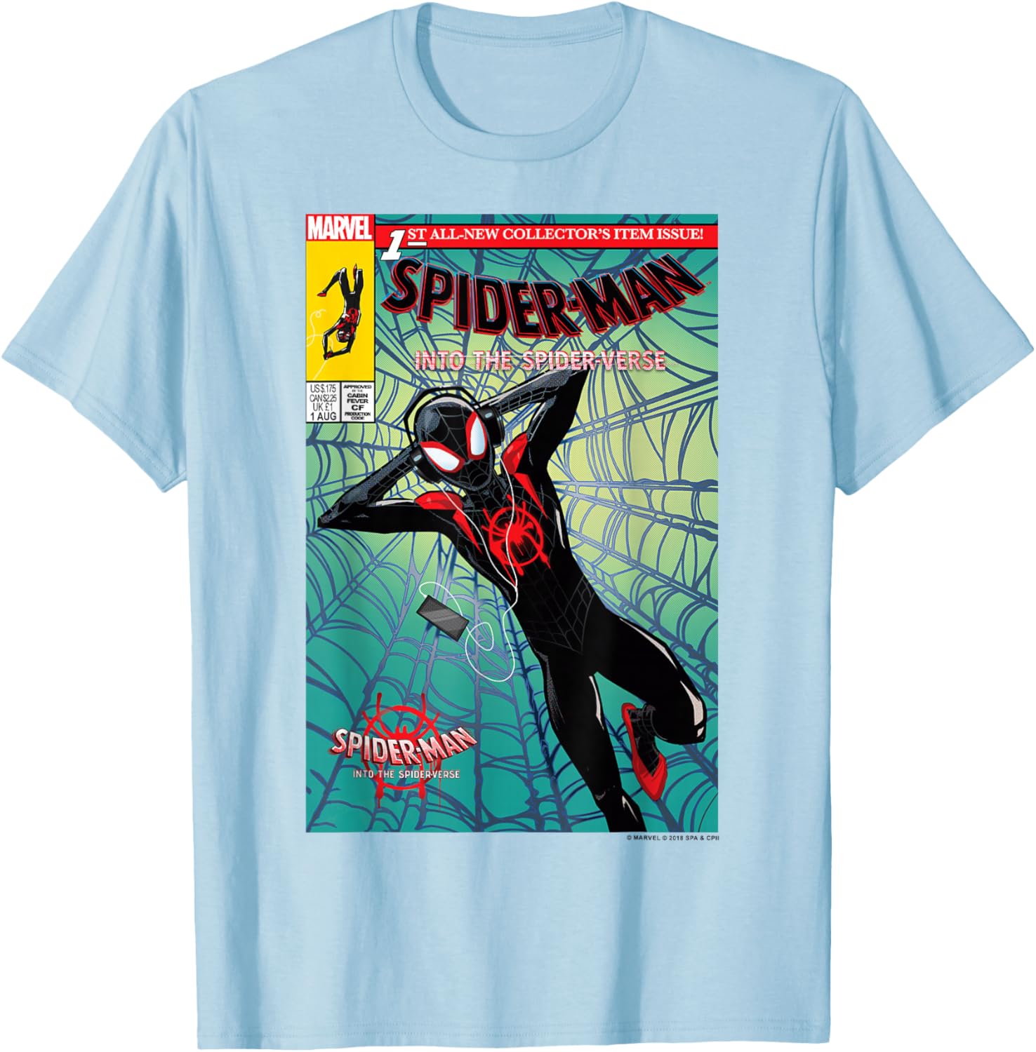 Classic Marvel Spider-Man Crew Neck T-Shirt Black 100% Cotton for Fans - 12
