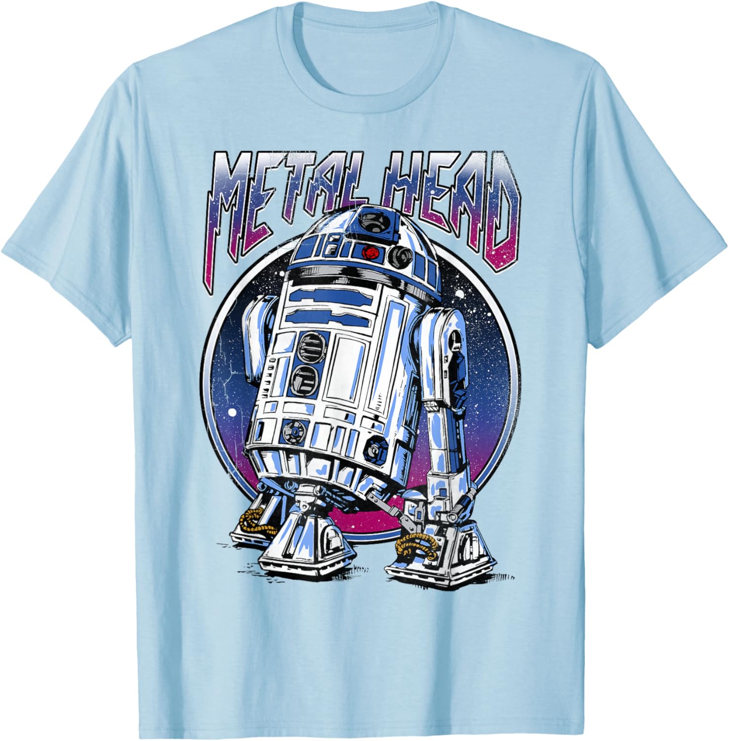 Vintage Star Wars R2D2 Metal Head T-Shirt for Disney Fans - 5