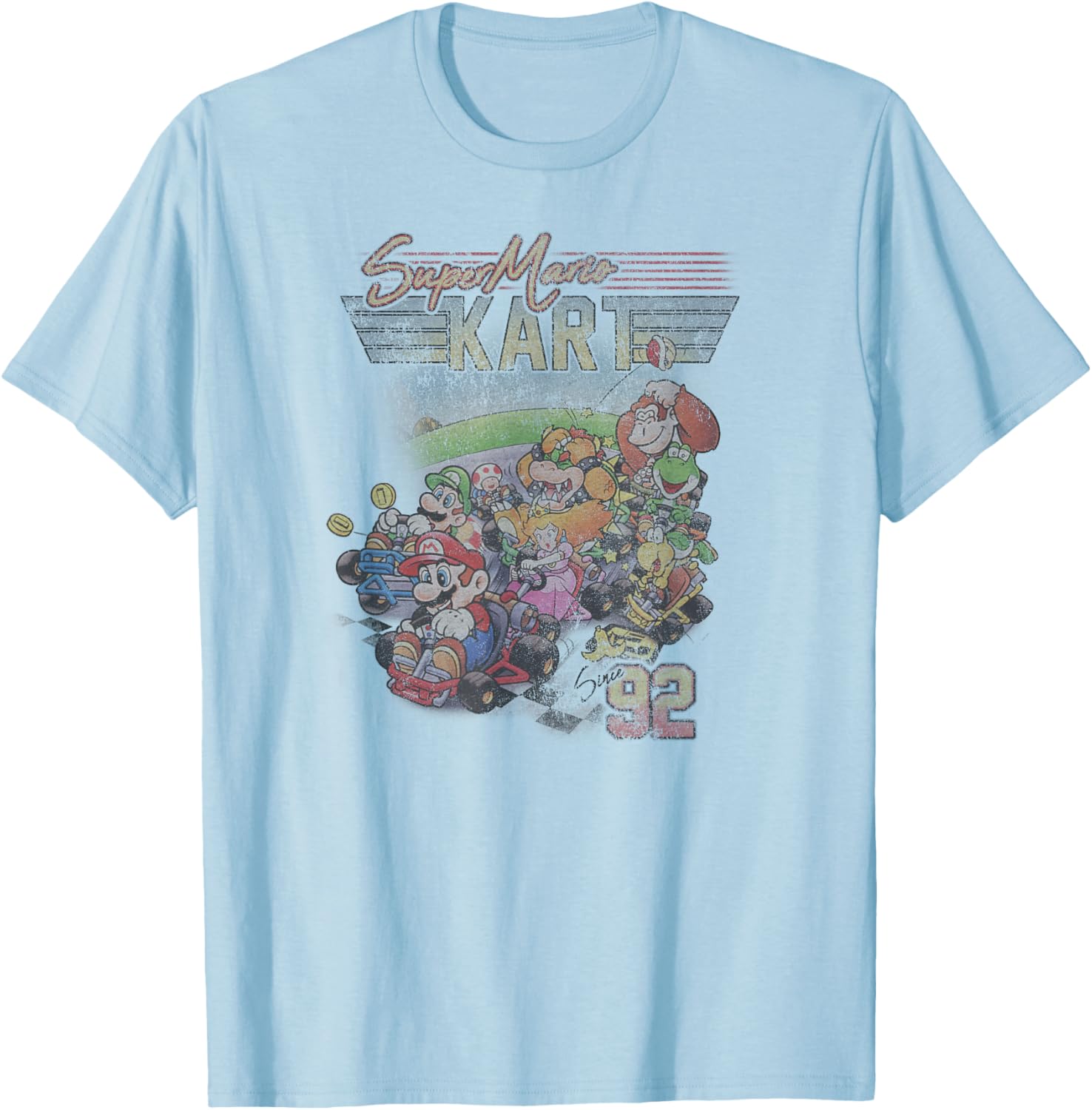 Mario Kart Vintage 92 Distressed Nintendo Tee for Gamers and Fans - 1
