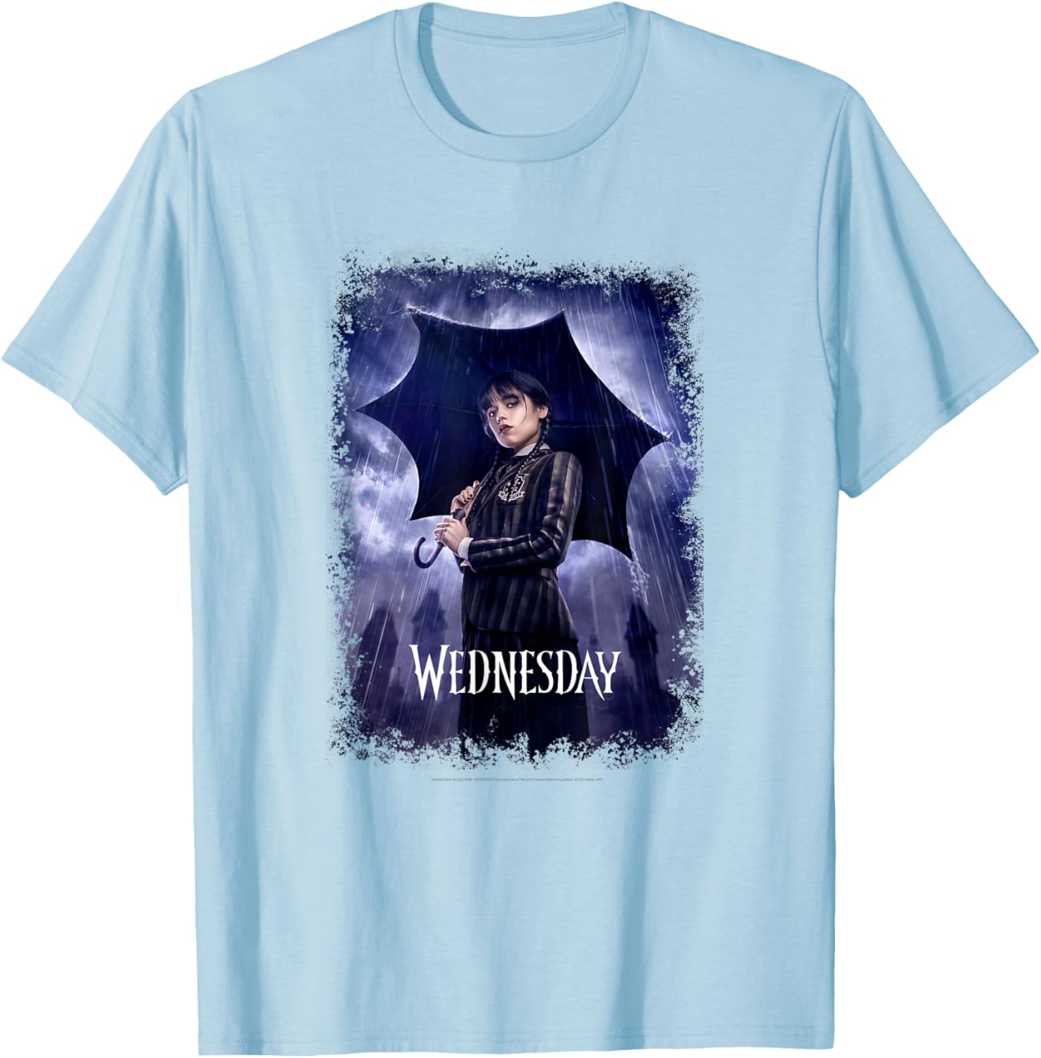 Wednesday Black Umbrella Rain Portrait T-Shirt for Fashion Lovers - 2