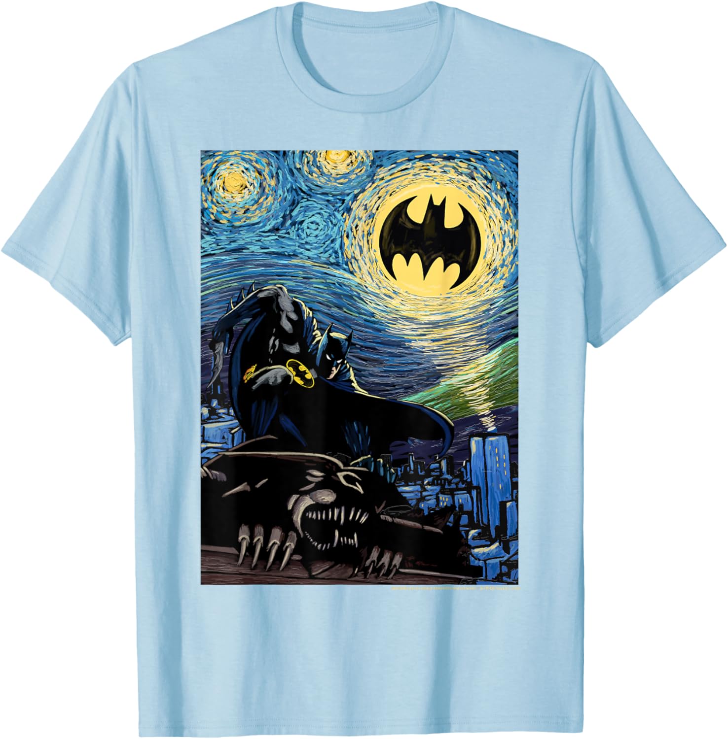 DC Comics Batman Starry Night Style Poster T-Shirt for Fans and Collectors - 13