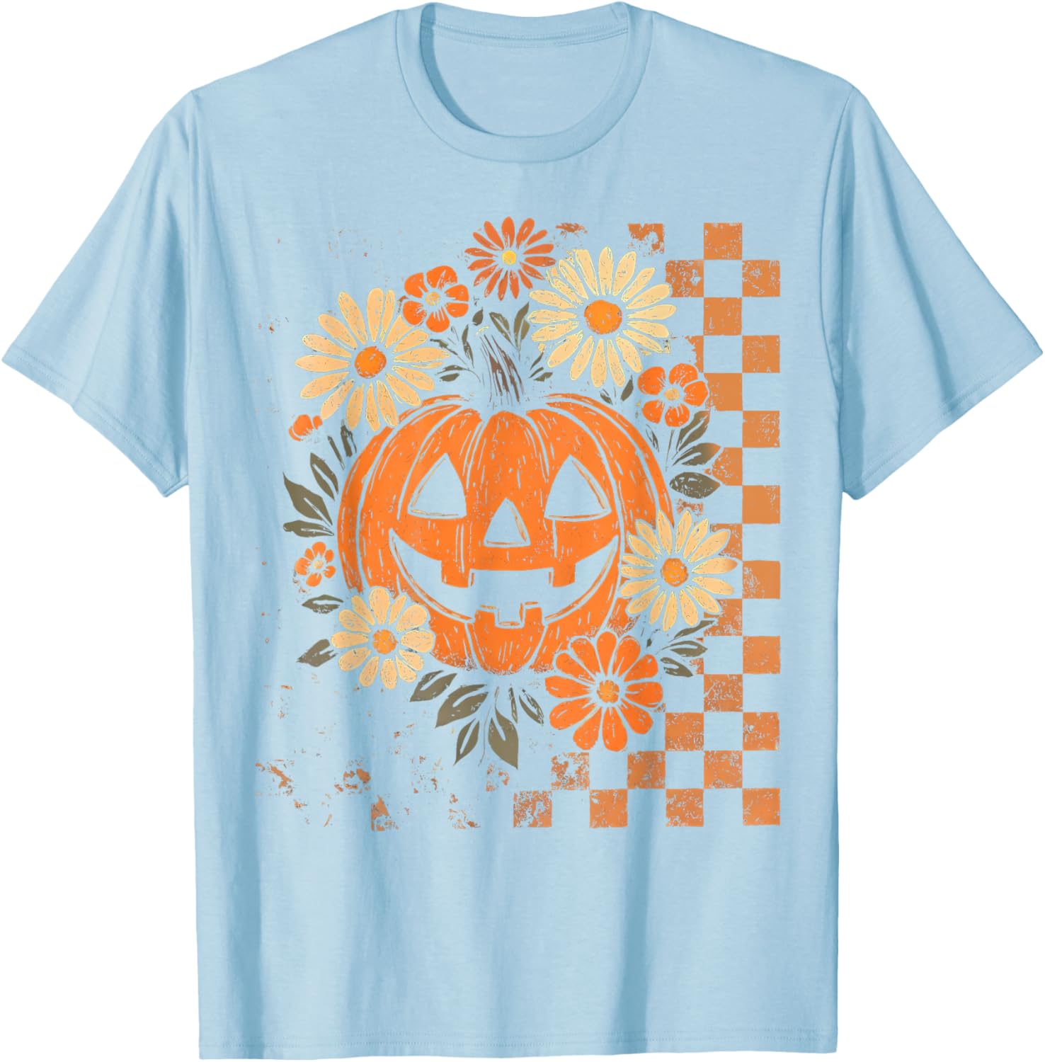 Vintage Floral Boho Pumpkin Halloween T-Shirt for Fall Fun - 7