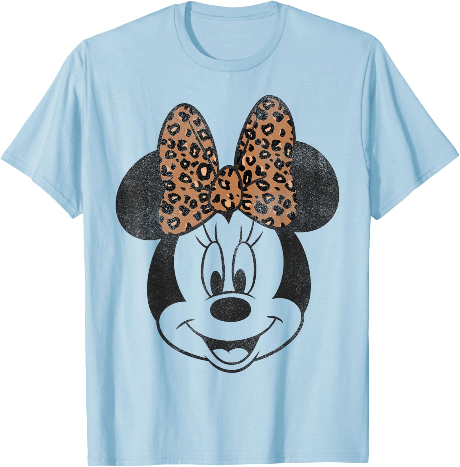 Vintage Disney Minnie Mouse Distressed Leopard Bow T-Shirt for Women - 10