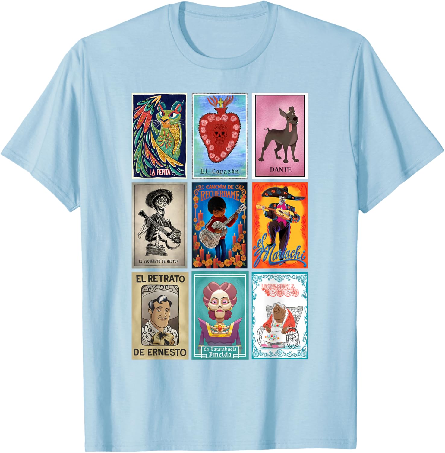 Disney Pixar Coco Vintage Loteria Cards T-Shirt for Fun and Style - 12