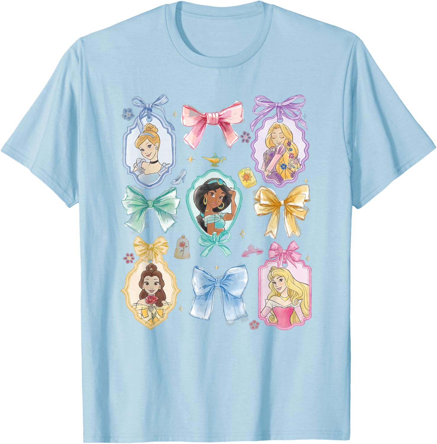 Disney Princess Watercolor Portraits Collage T-Shirt for Kids and Adults - 4