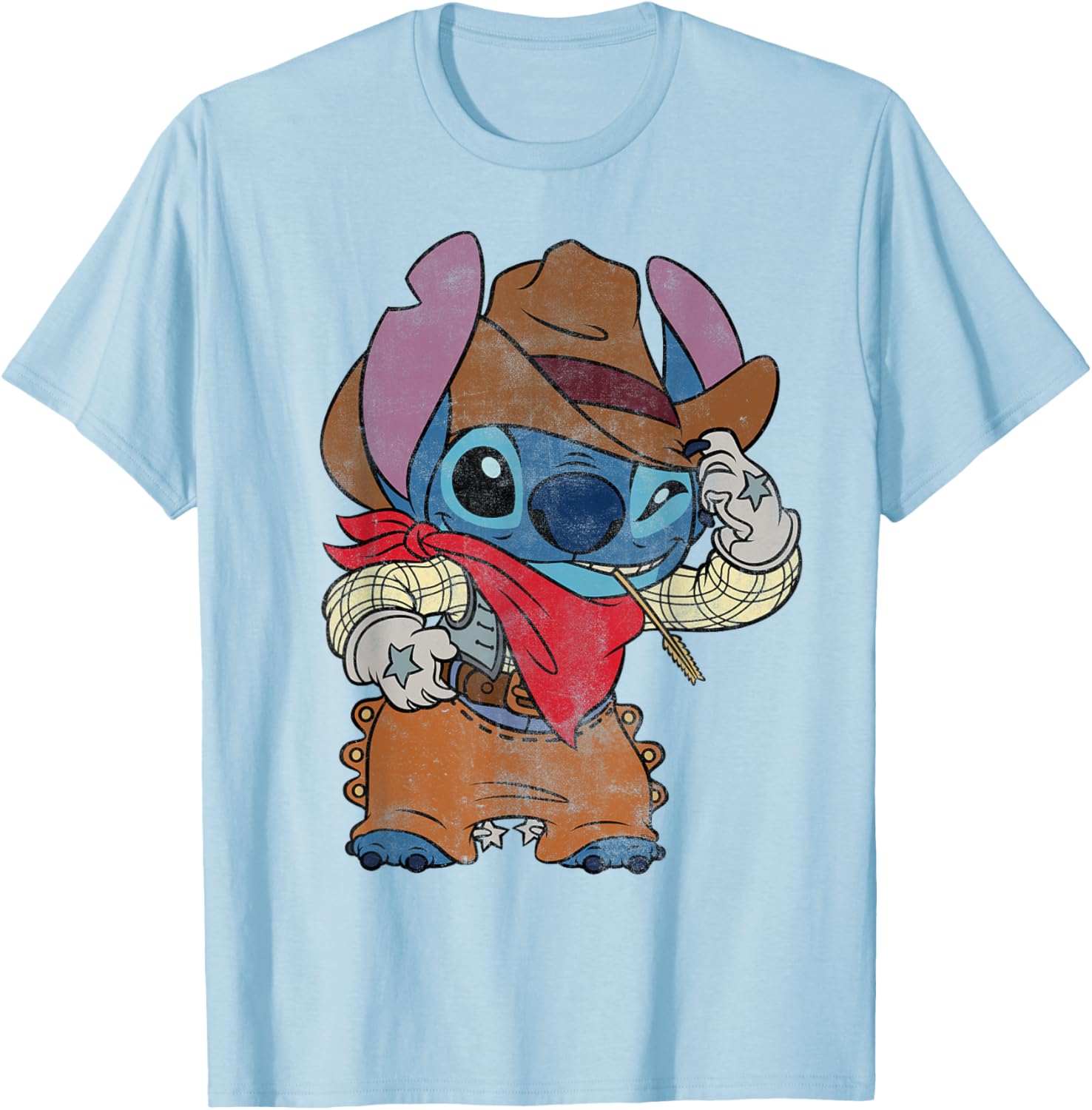 Disney Stitch Cowboy Costume T-Shirt Vintage Western Style Apparel - 25