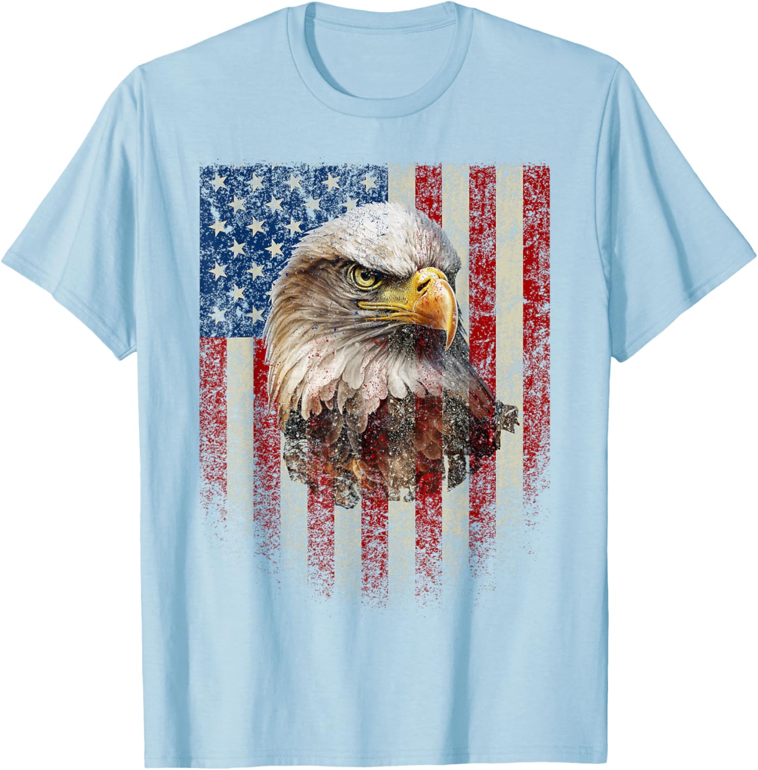 American Flag Bald Eagle T-Shirt Patriotic Red White Blue Apparel - 16