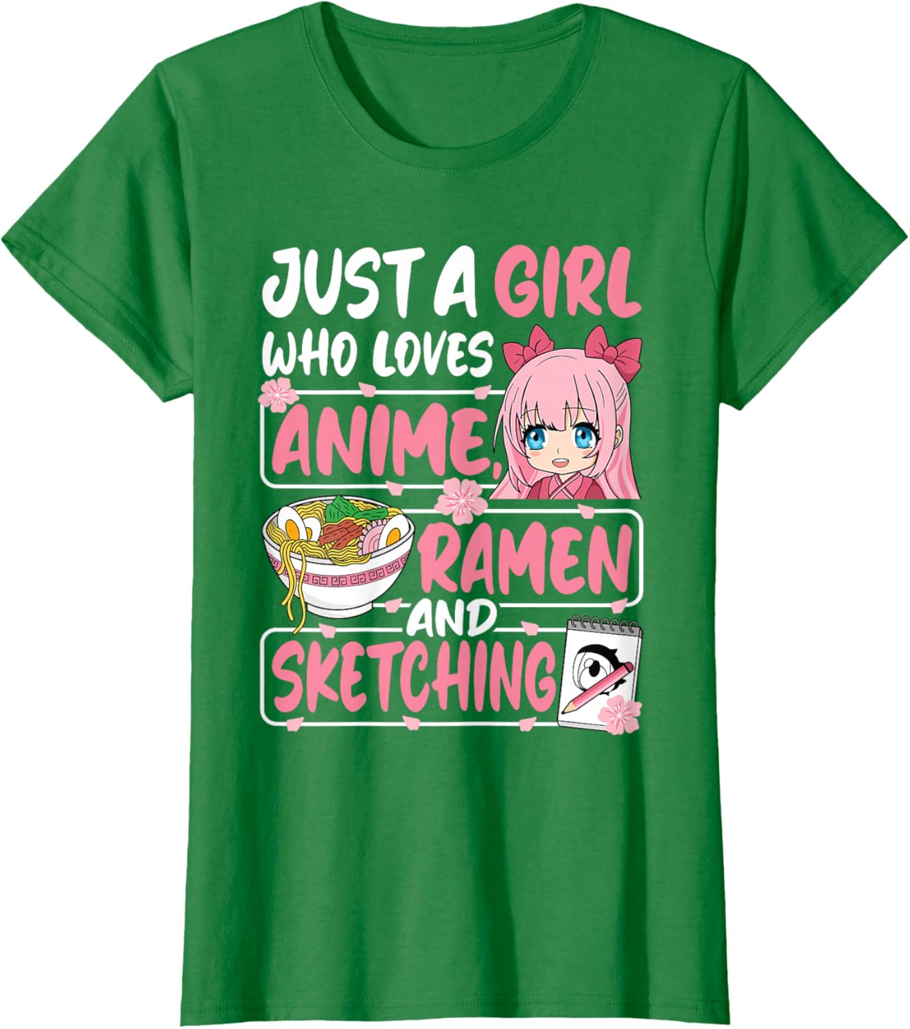 Cute Anime Ramen Sketching T-Shirt for Girls Who Love Japan Culture - 14