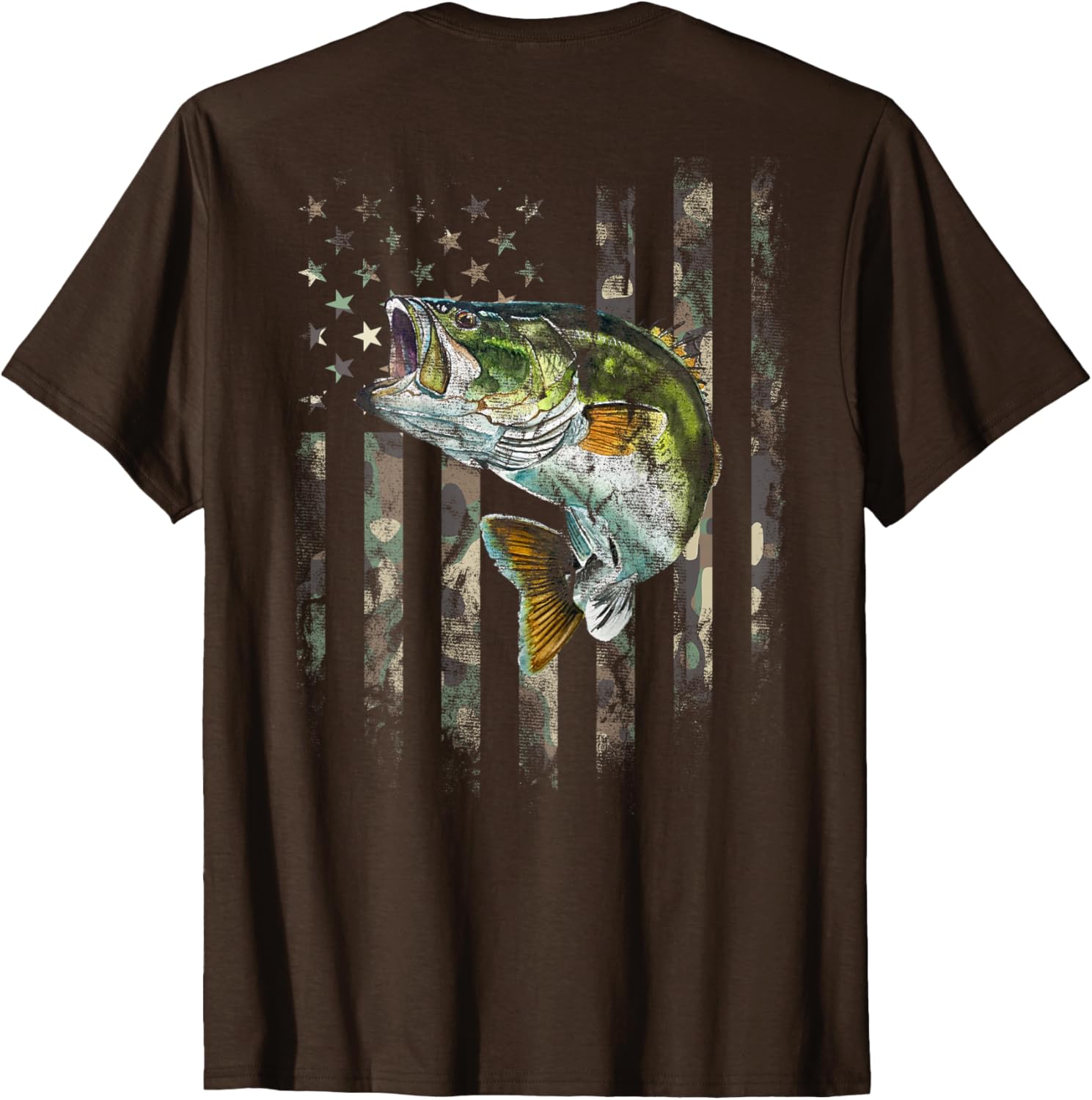 American Flag Camo Bass Fishing T-Shirt for Outdoor Enthusiasts - 28