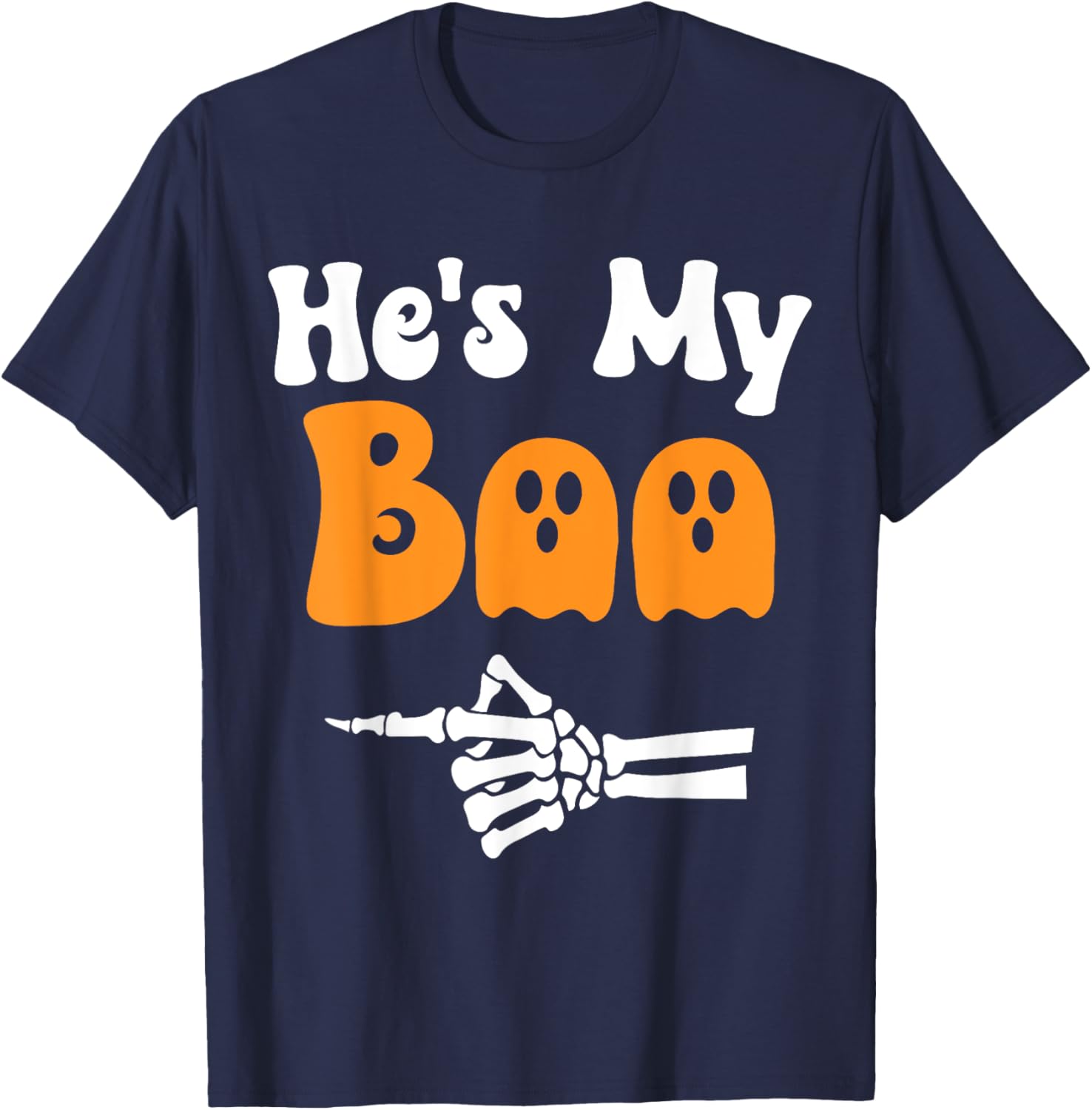 Matching Halloween Pajama Couples T-Shirt He's My Boo Fun Sleepwear - 7