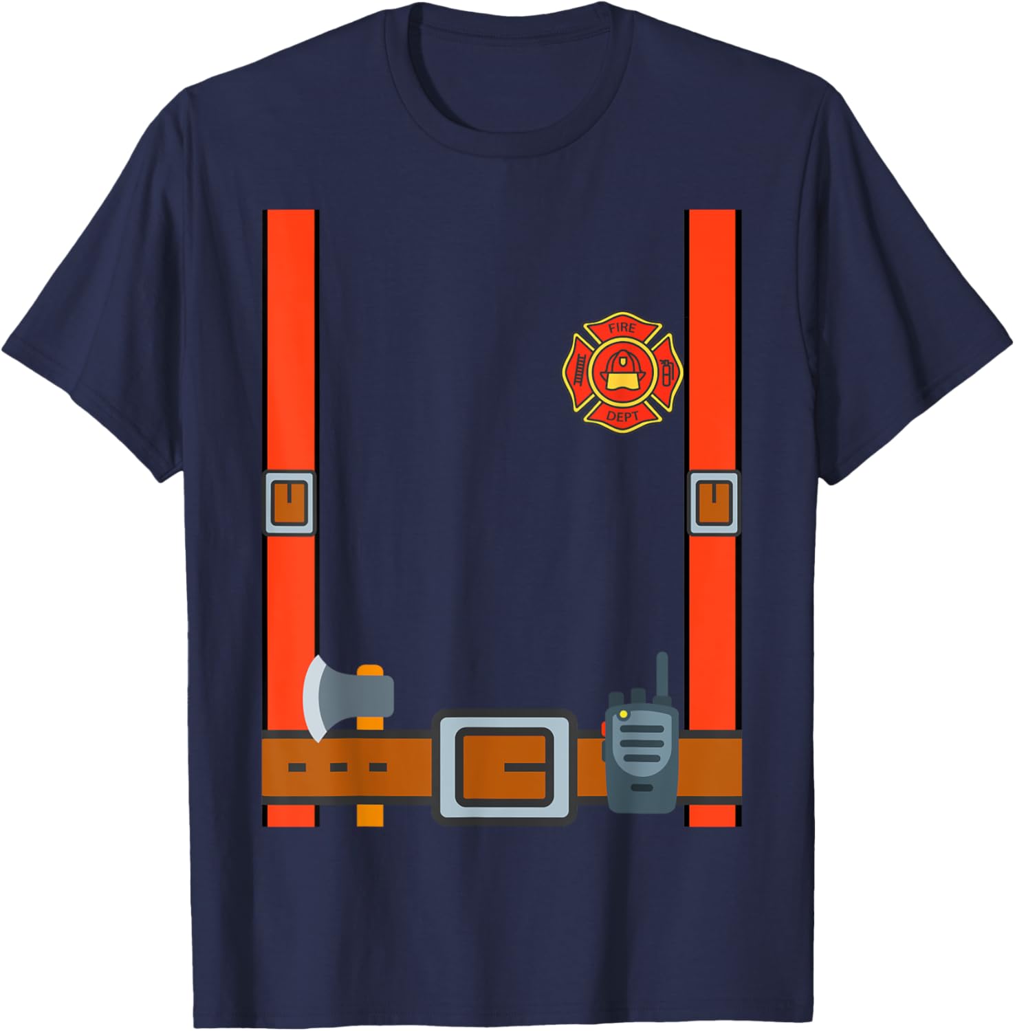 Fireman Halloween DIY Firefighter Costume T-Shirt for Fun Dress-Up - 1
