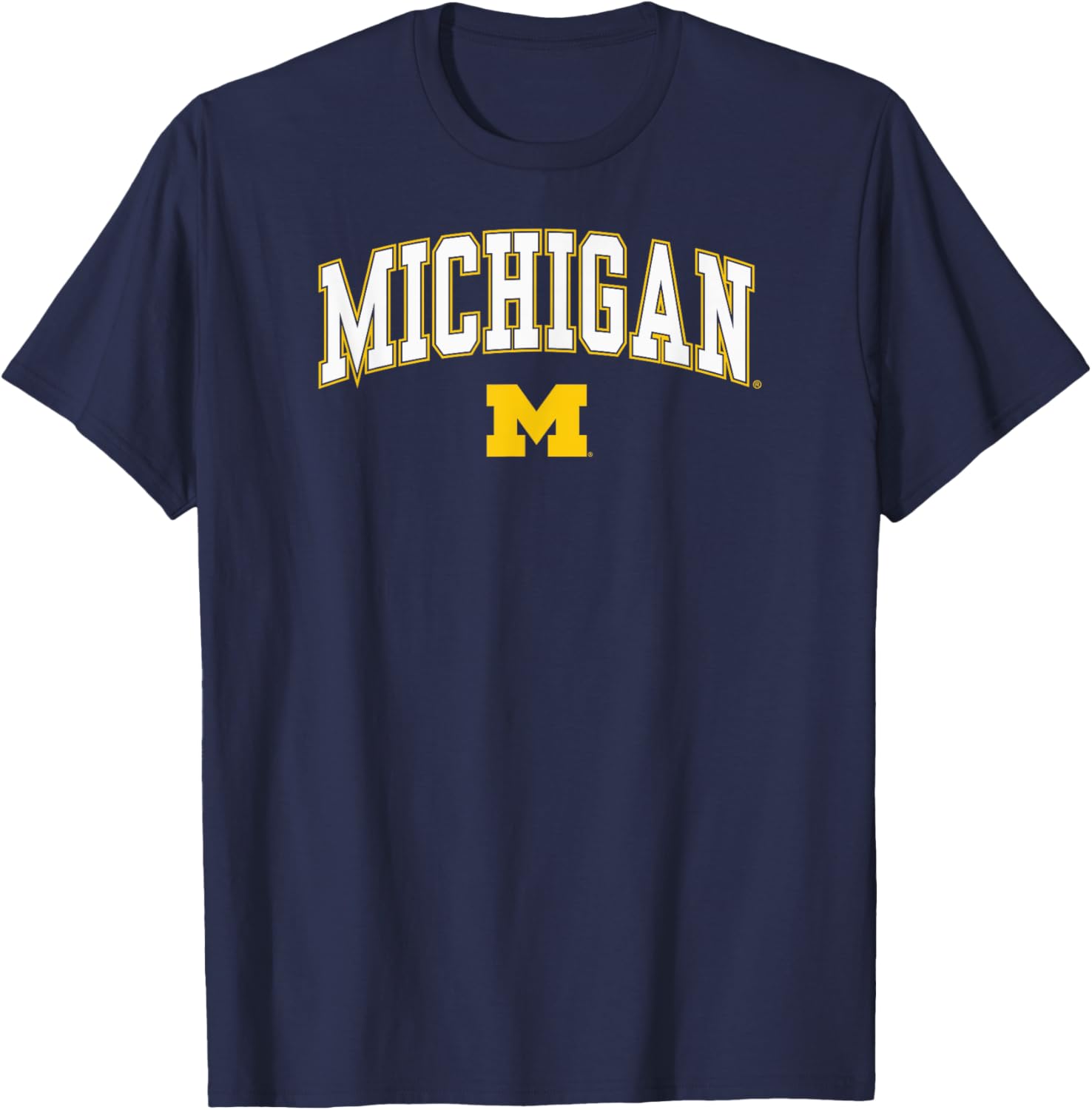 Michigan Wolverines Arch Over Navy Officially Licensed T-Shirt for Fans - 1