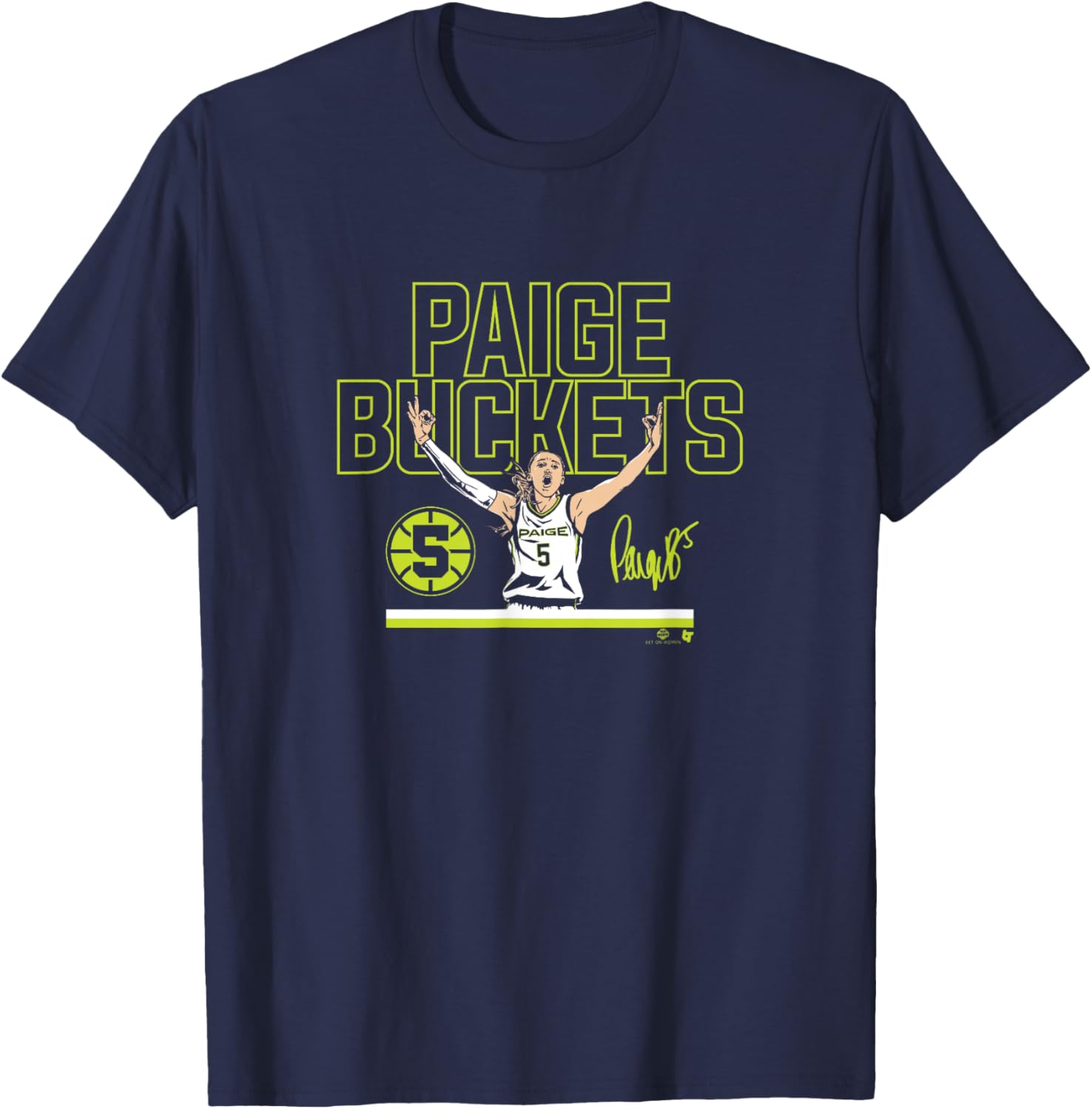 Paige Bueckers Buckets Stripe Navy Dallas Basketball T-Shirt for Fans - 2