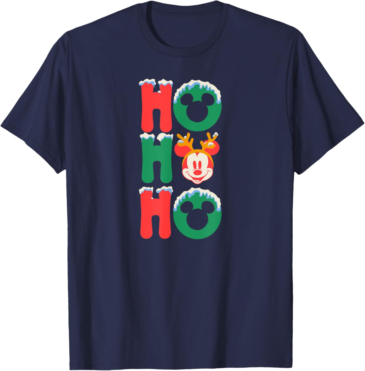 Mickey Mouse Ho Ho Ho Antlers Christmas T-Shirt for Men, Black Small - 6